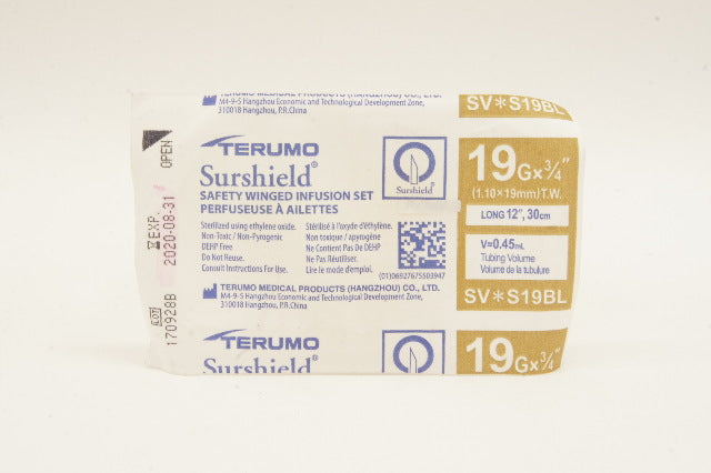 Terumo SV*S19BL Surshield Safety Winged Infusion Set 19G 3/4inch (x)