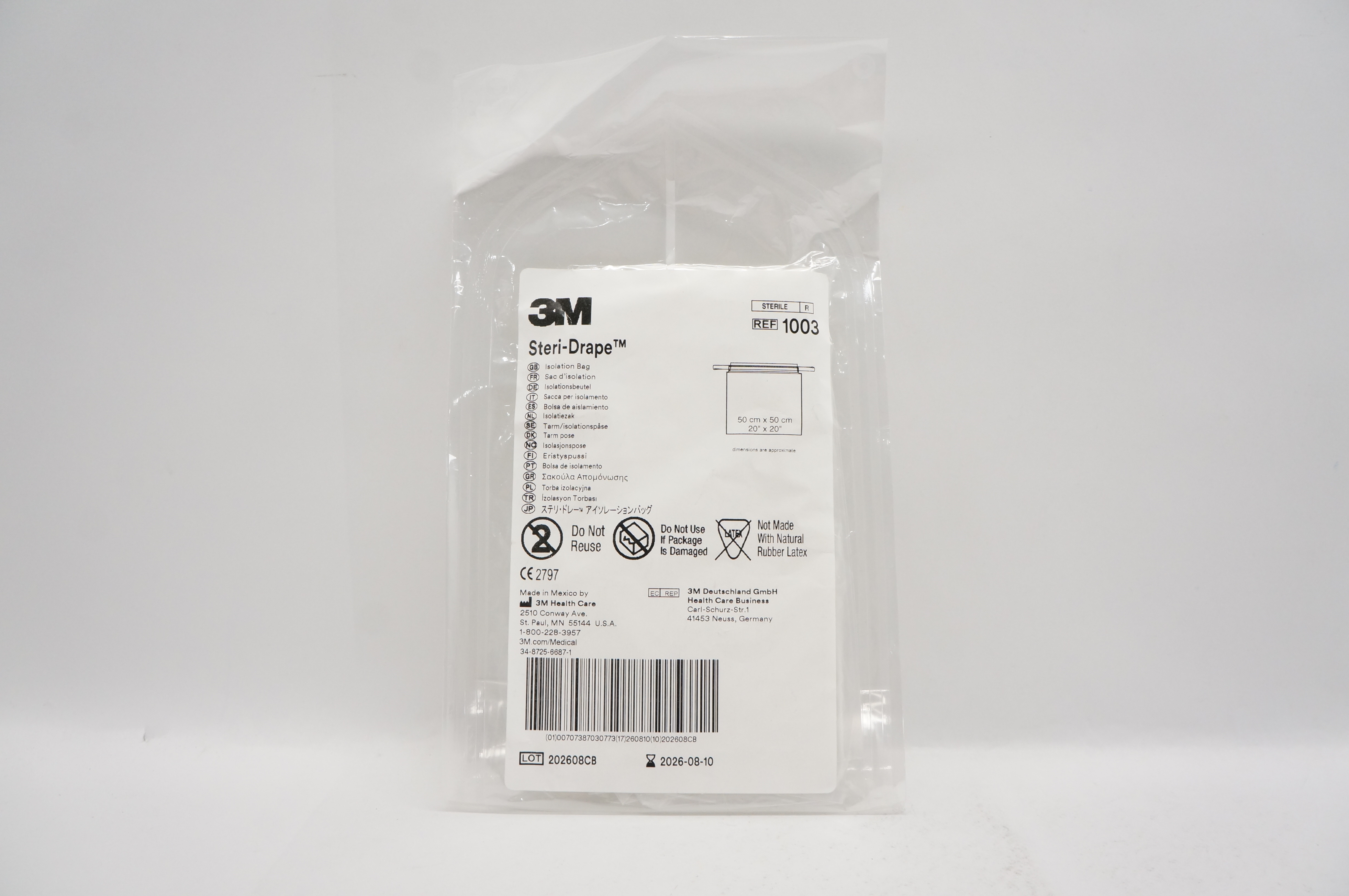 3M 1003 Steri-Drape Isolation Bag 20inch x 20inch