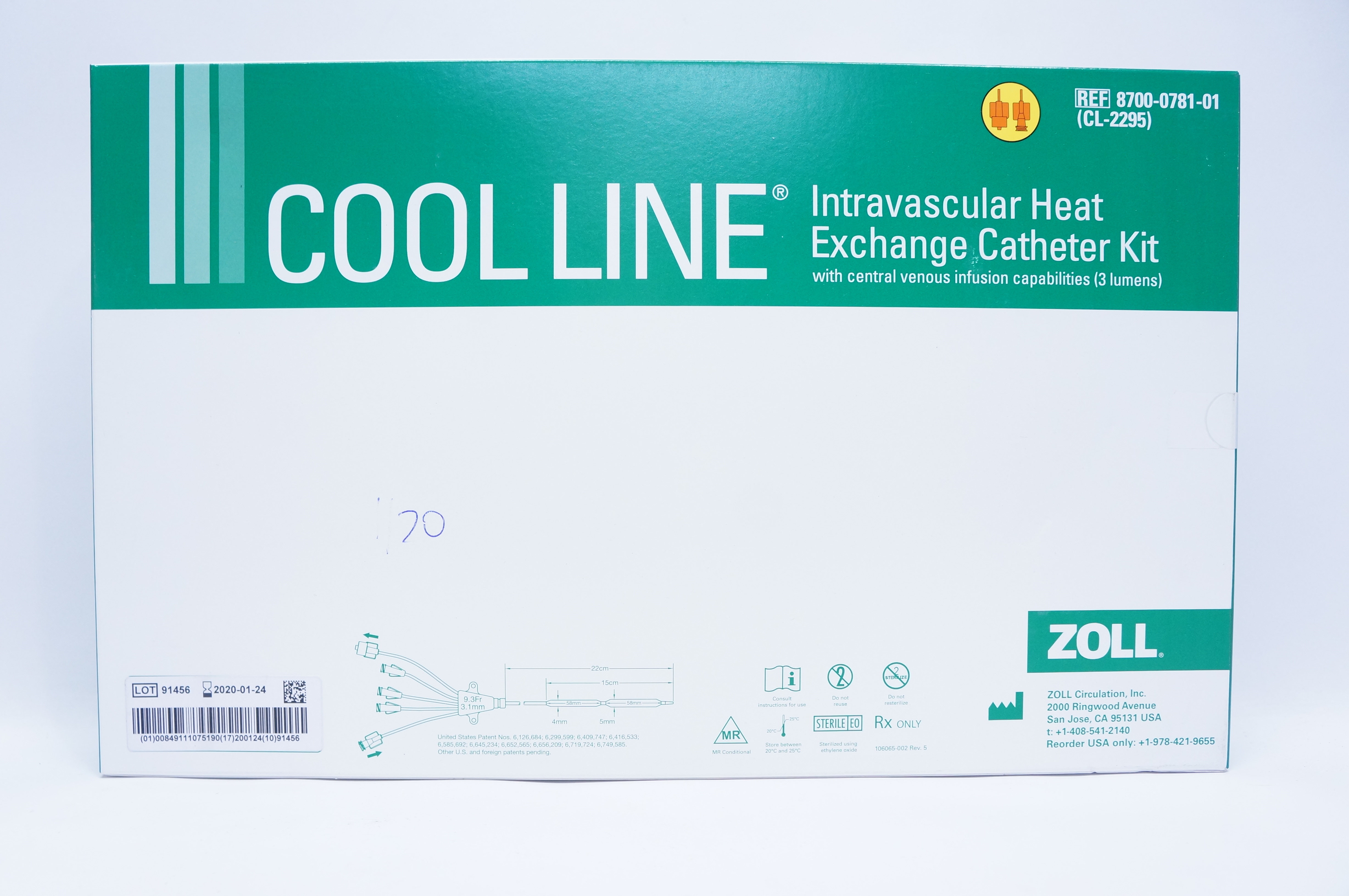 Zoll 8700-0781-01 Cool Line Intravascular Heat Exchange Cath. Kit (x)
