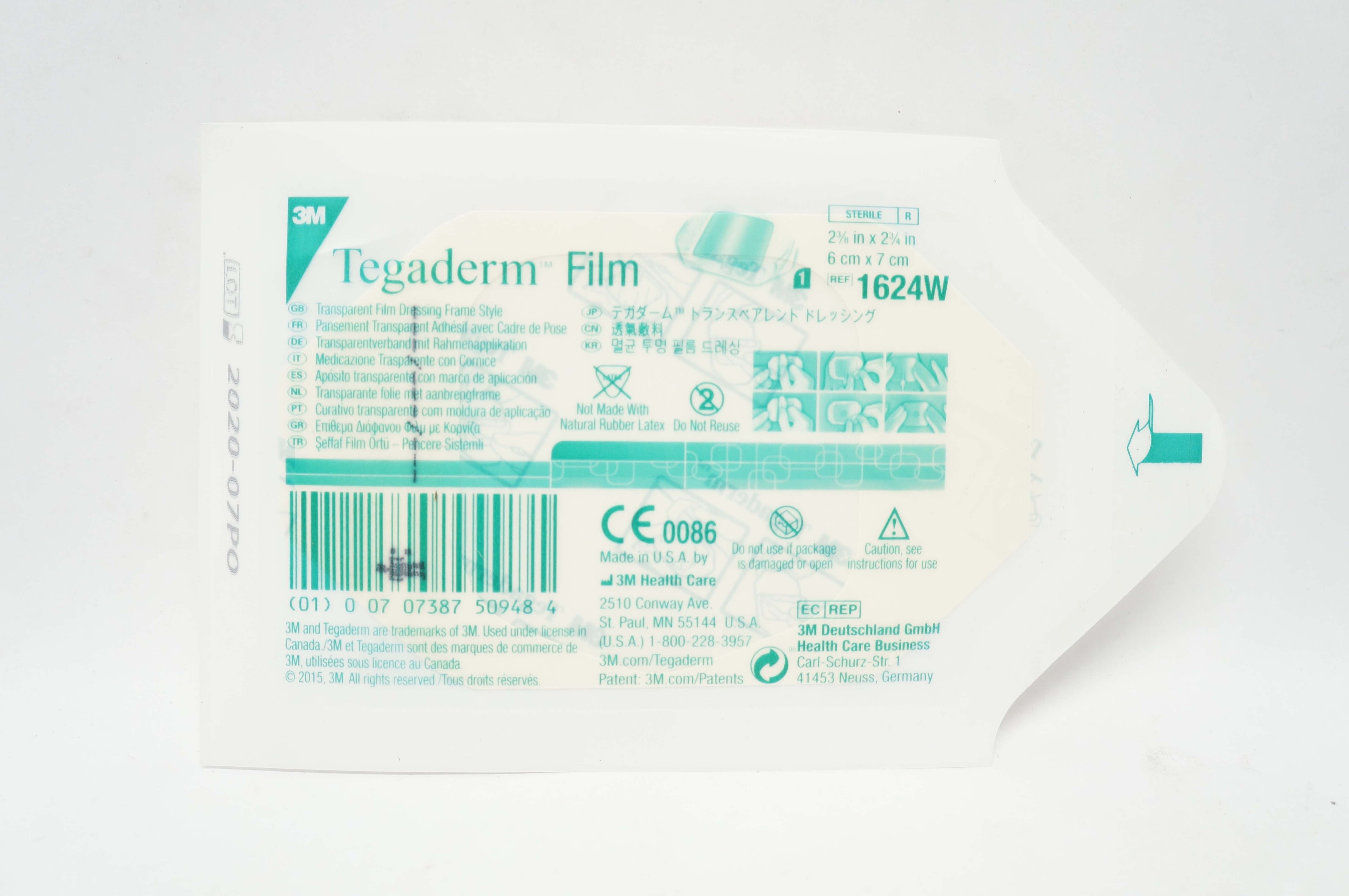 3M 1624W Tegaderm Transparent Film Dressing Frame 2-3/8x2-3/4inch (x)