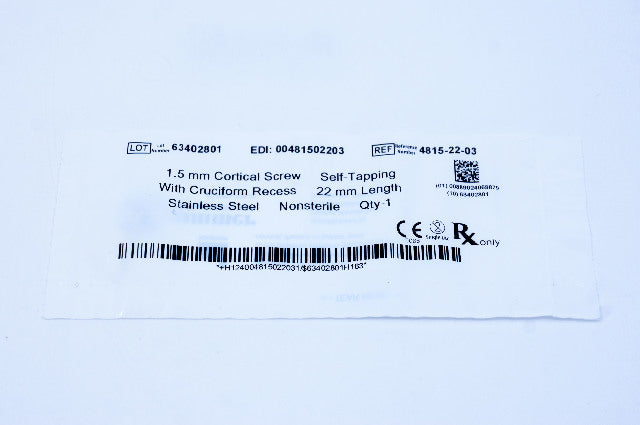 Zimmer 4815-22-03 1.5mm Cortical Screw, Self-Tapping, 22mm Length