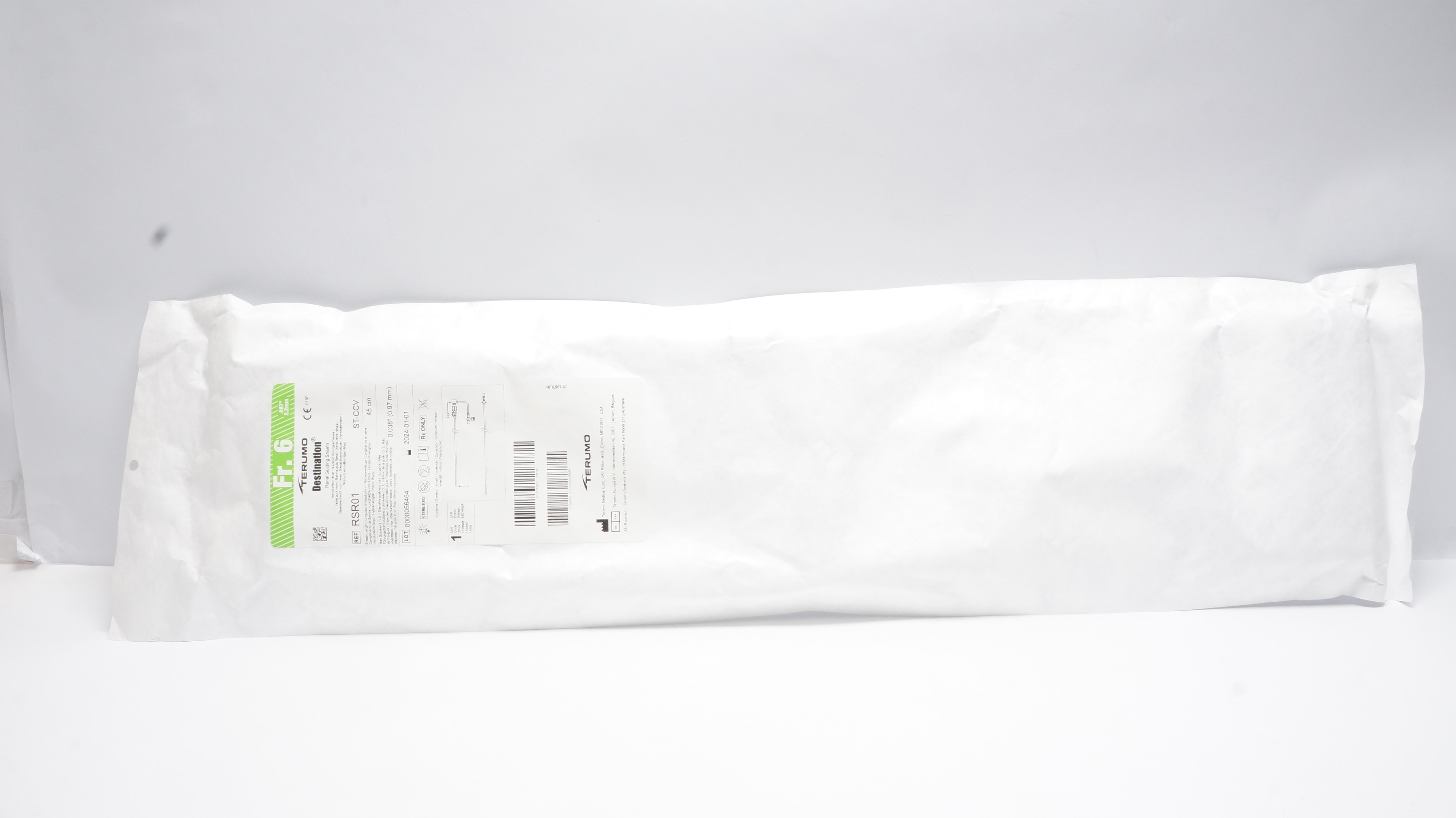 Terumo RSR01 Destination Renal Guiding Sheath 6Fr x 45cm x 0.038inch (x)