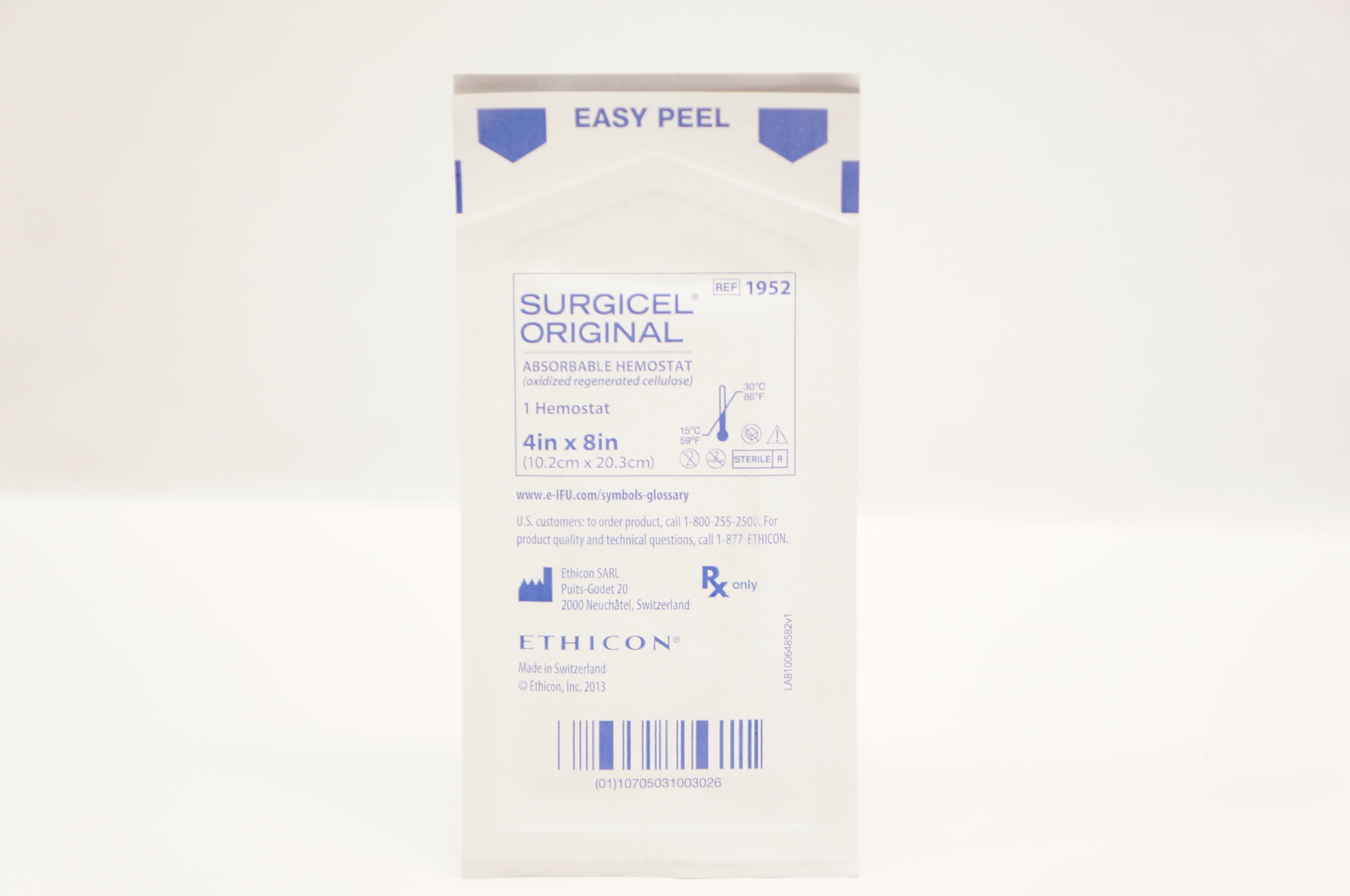 Ethicon 1952 Surgicel Original Absorbable Hemostat 4inch x 8inch