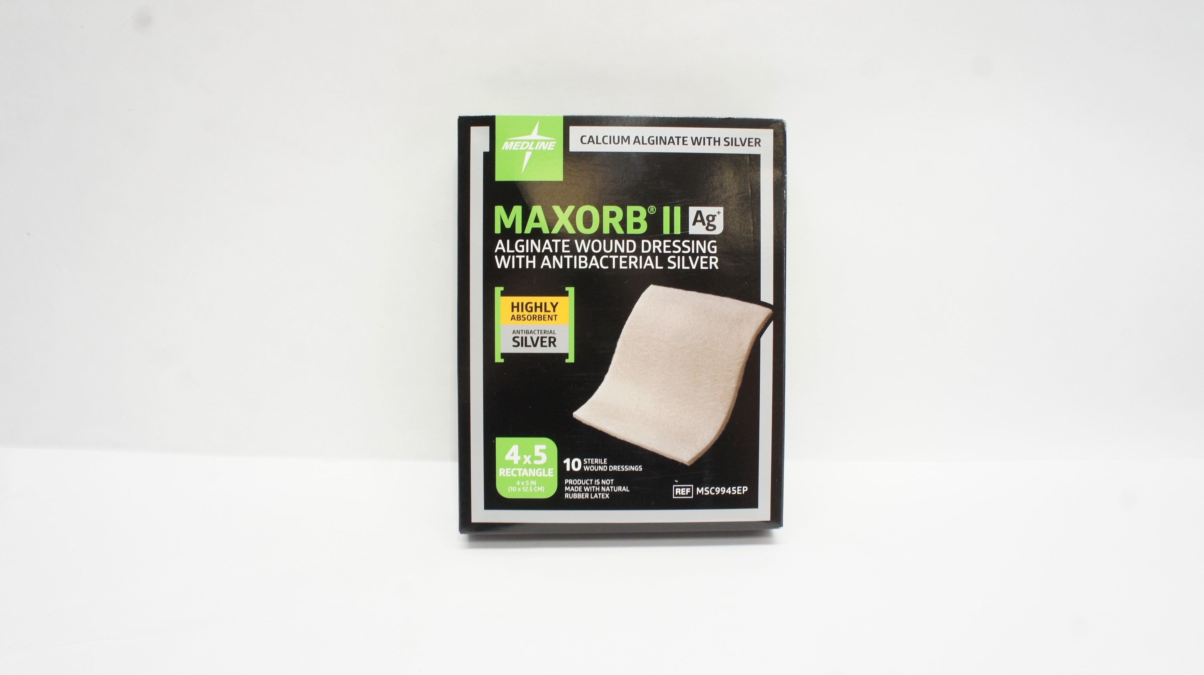 Medline MSC9945EP Maxorb II Alginate Wound Dressing W/Silver 4 x 5In-Box of 9