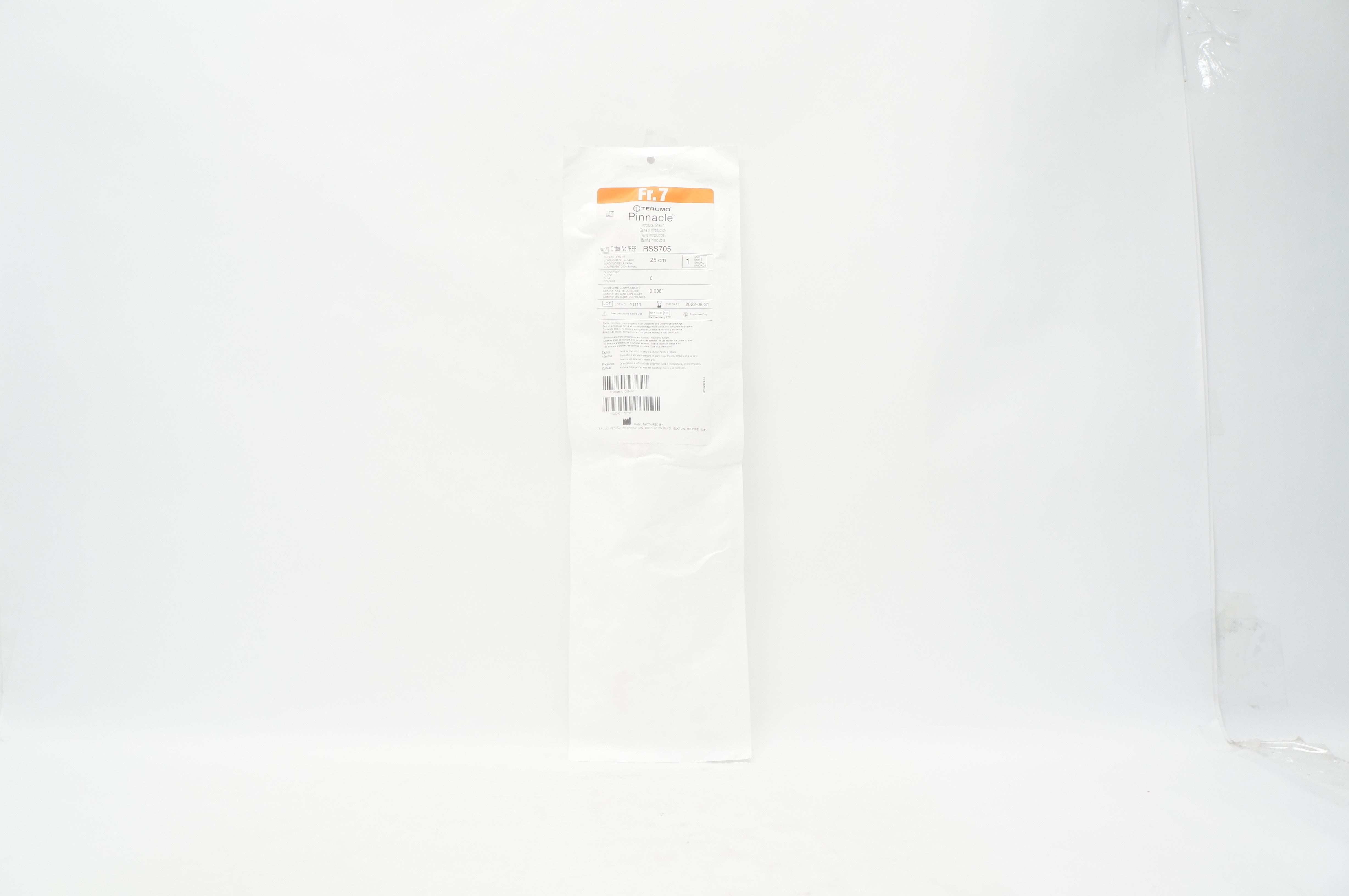 Terumo RSS705 Pinnacle Peripheral Introducer Sheath 7F x 25cm x 0.038 inch