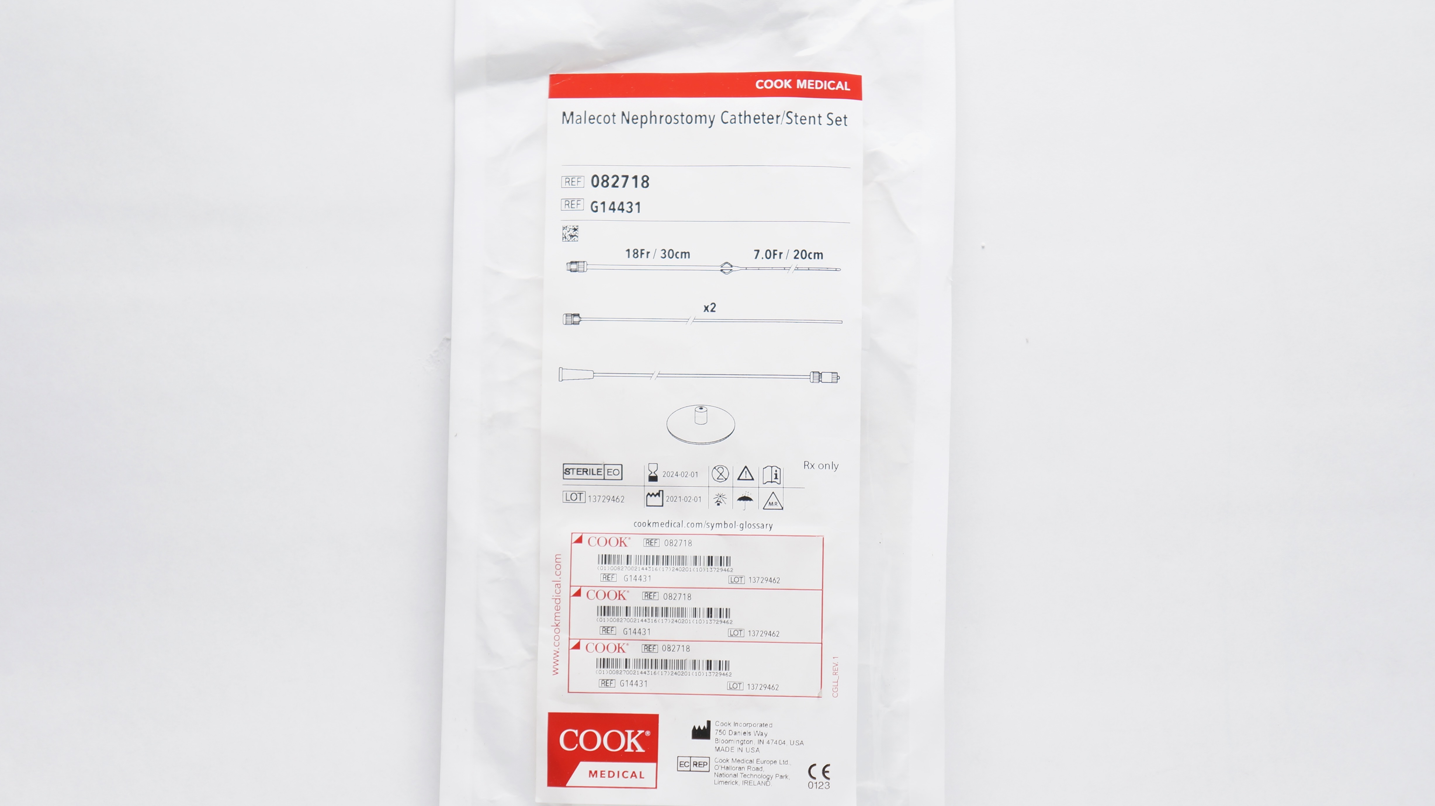 Cook Medical G14431 Malecot Nephrostomy Cath./Stnt Set 18Fr/30cm 7.0Fr/20cm (x)