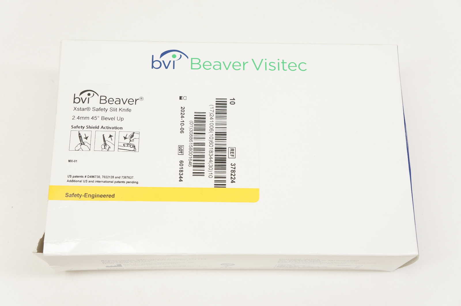 BVI Beaver 378224 Xstar Safety Slit Knife 2.4mm 45degree Bevel Up - Box of 10