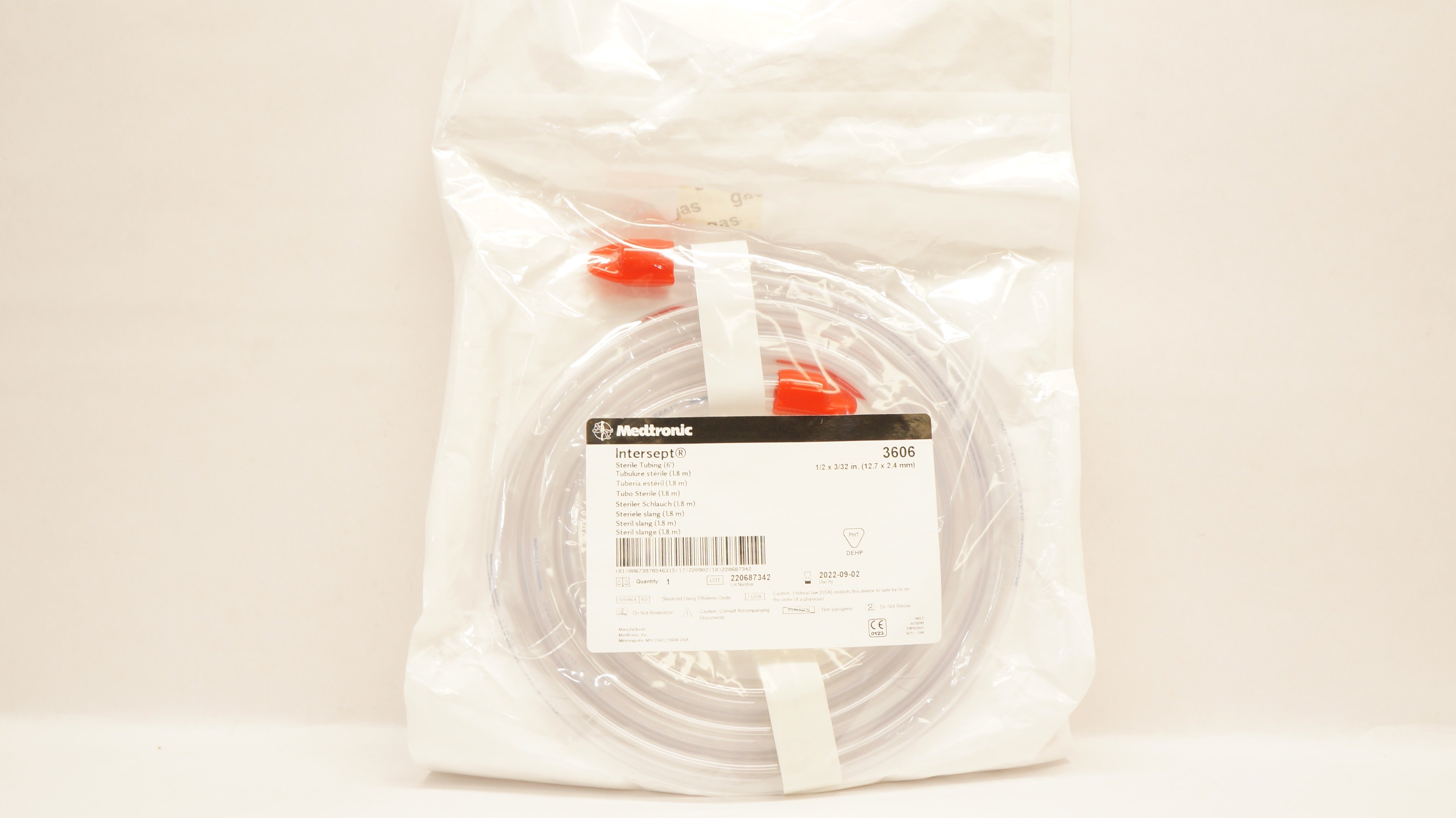 Medtronic 3606 Intersept Sterile Tubing 6Ft. 1/2 x 3/32inch (x)