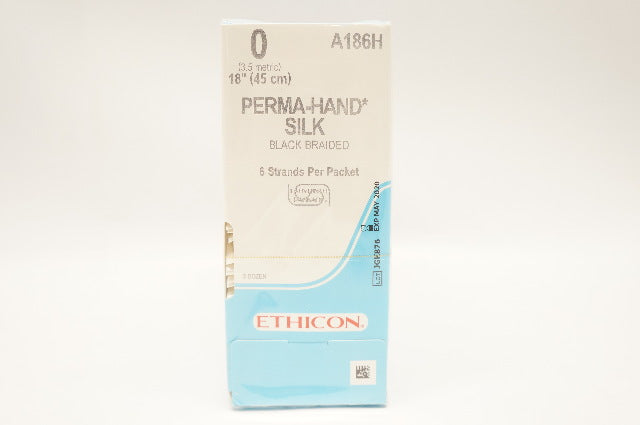 Ethicon A186H 0 PERMA-HAND Silk, Black Braided 18inch (x) - Box of 36