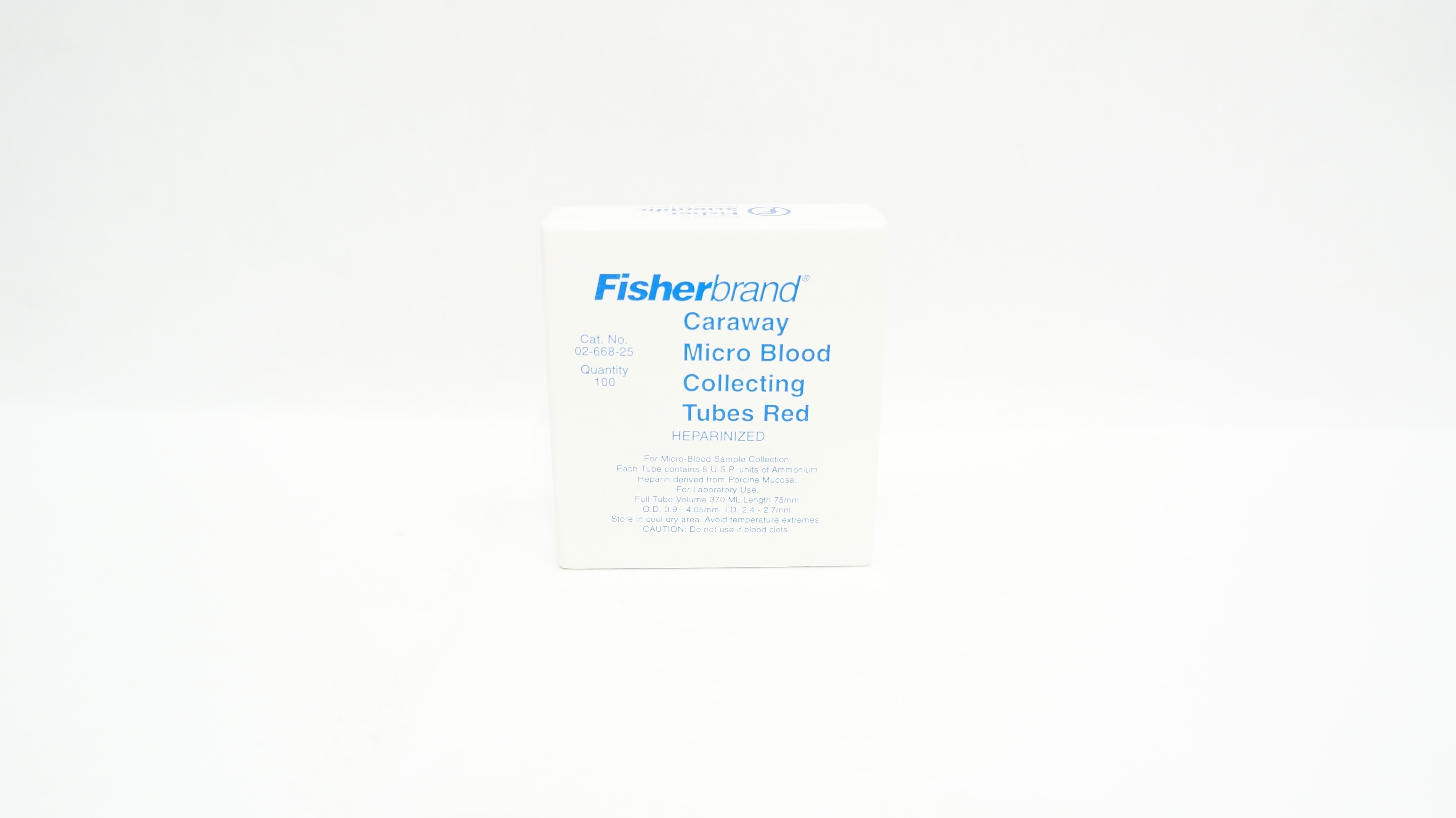 Fisherbrand 02-668-25 Caraway Micro Blood Collecting Tubes Red 370ML- Box of 100