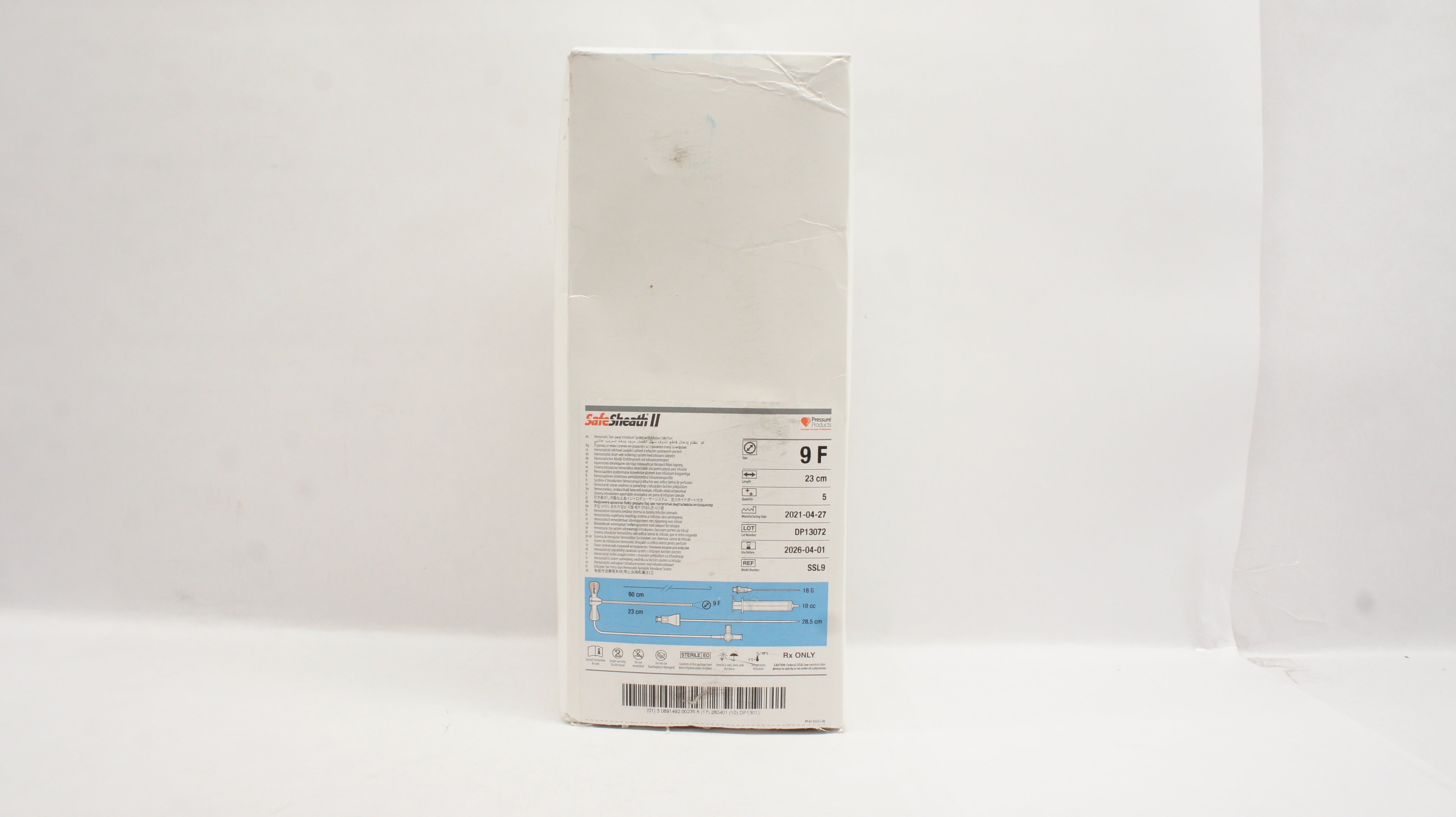 Oscor SSL9 SafeSheath II Hemostatic Tear-Away Introducer System 9Fx23cm-Box of 5