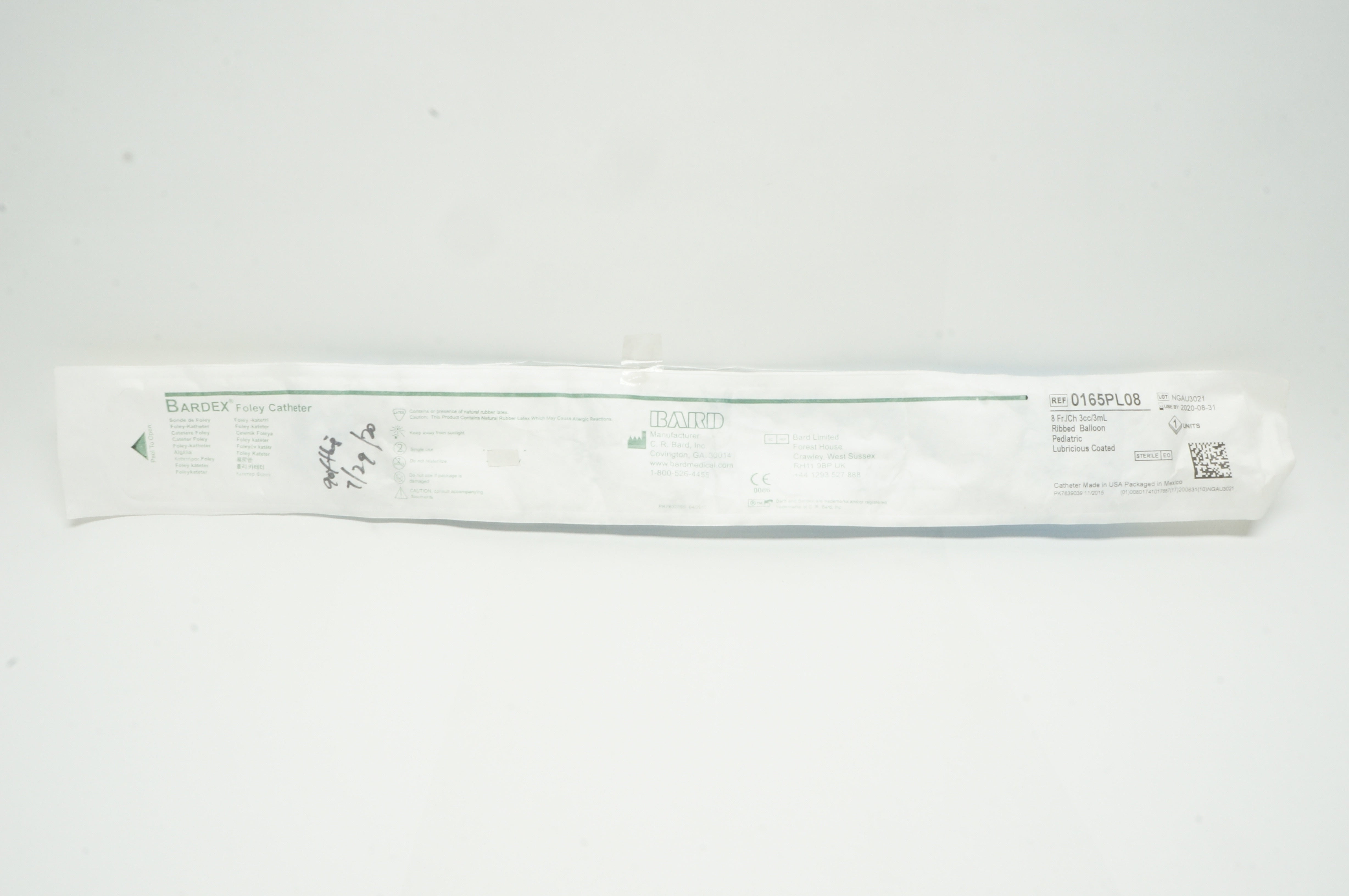 Bard 0165PL08 Bardex Pediatric Lubricious Coated Foley Cath. 8Fr (x)
