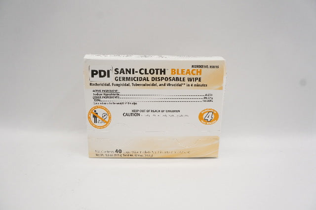 PDI H58195 SANI-CLOTH Bleach Germicidal Disposable Wipe,Large 5x7inch -Box of 40