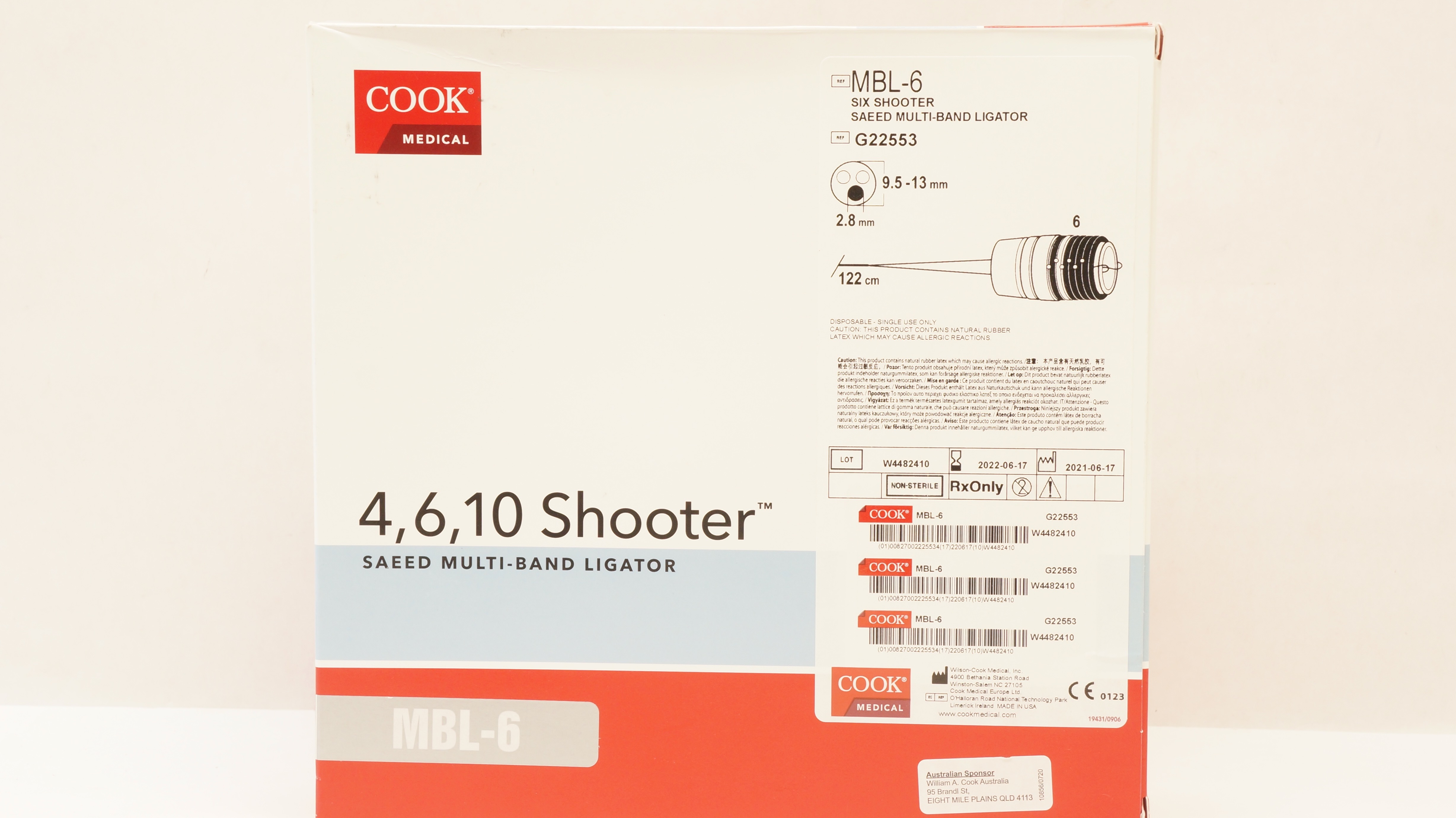 Cook Medical G22553 Six Shooter Saeed Multi-Band Ligator 9.5-13mm x 122cm (x)
