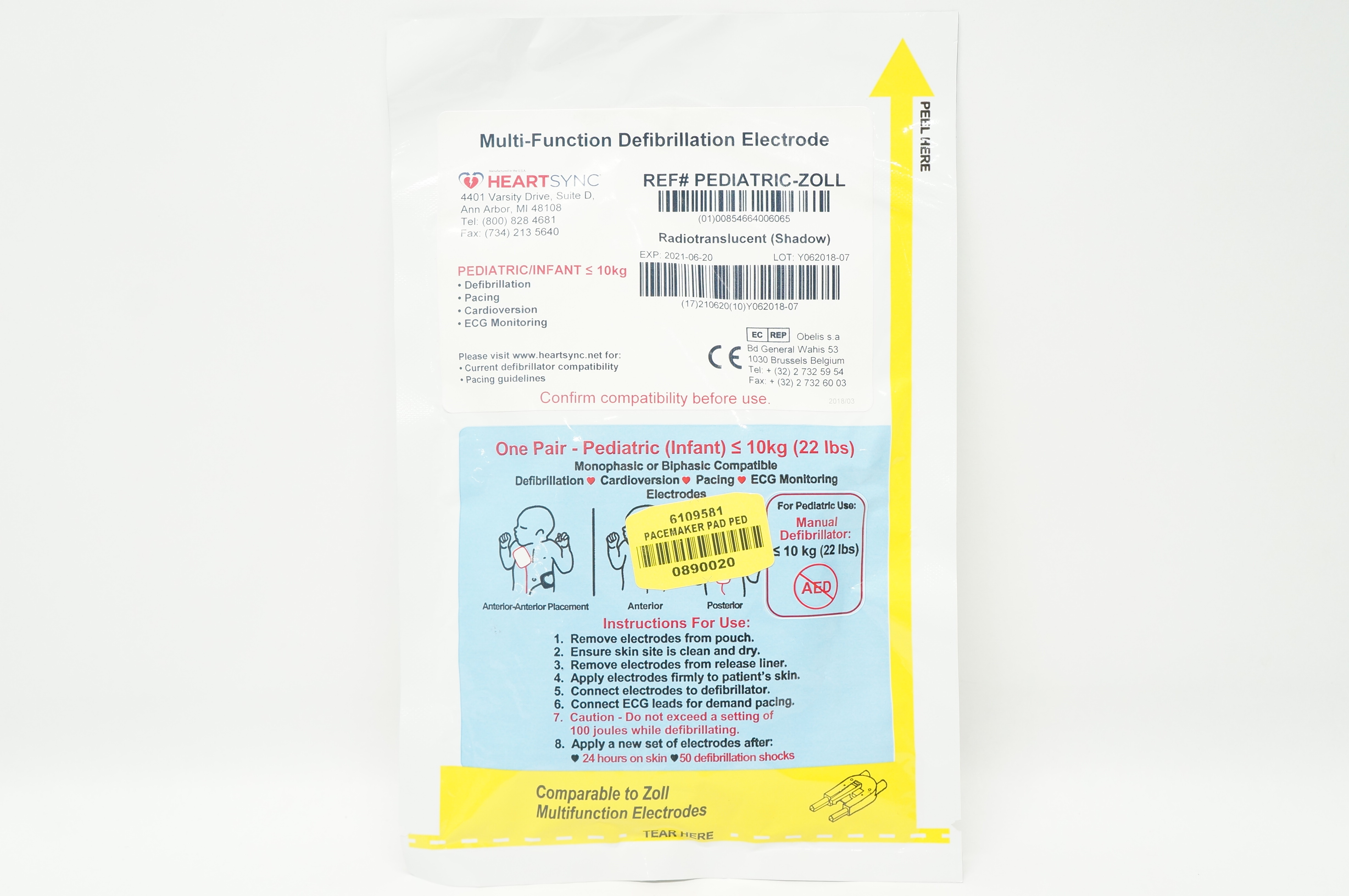 HeartSync PEDIATRIC-ZOLL Pediatric /Infant Multifunction Electrodes ≤22lbs (x)