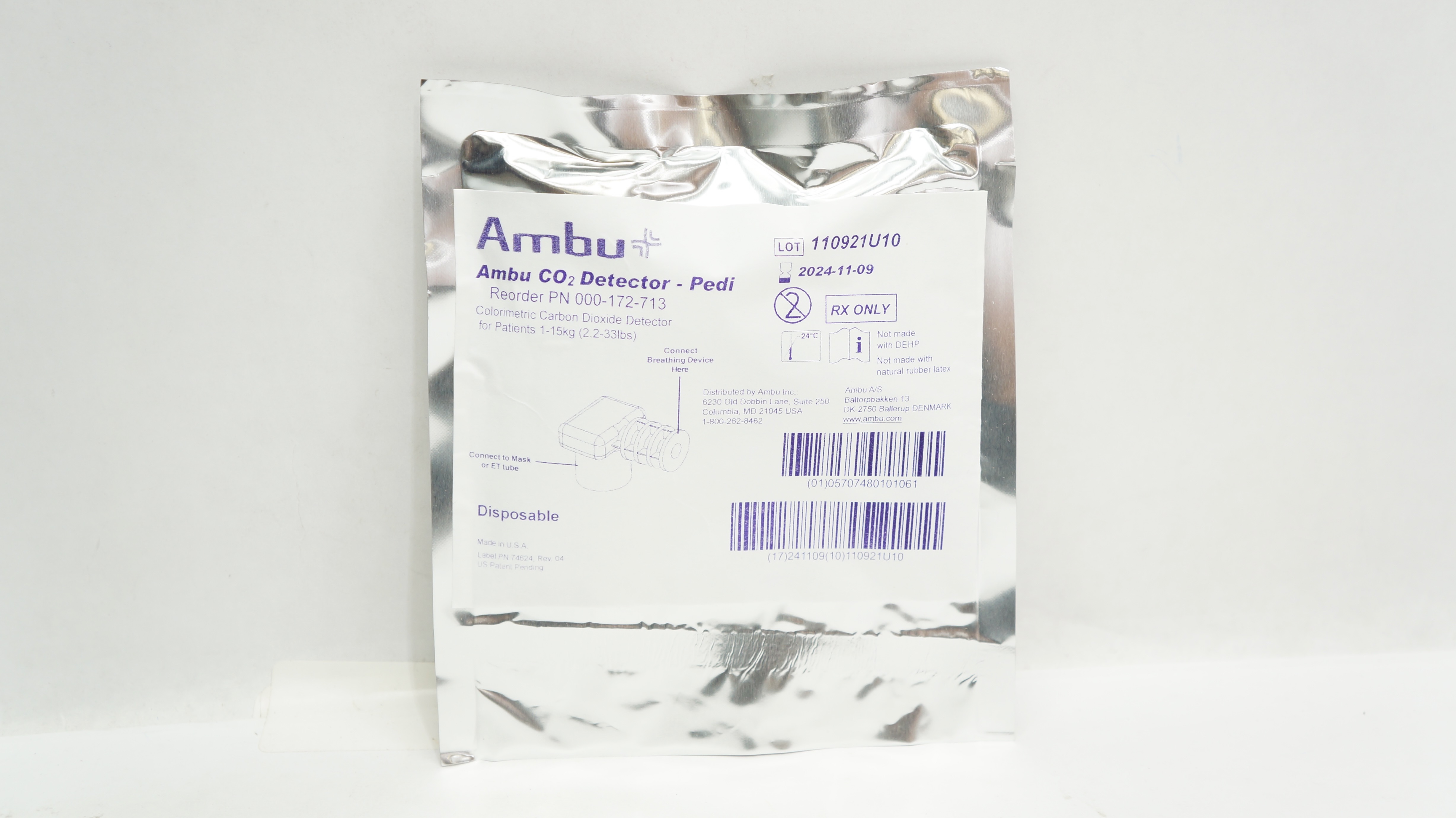 Ambu PN 000-172-713 CO2 Detector-Pedi Colorimetric Detector 2.2-33lbs