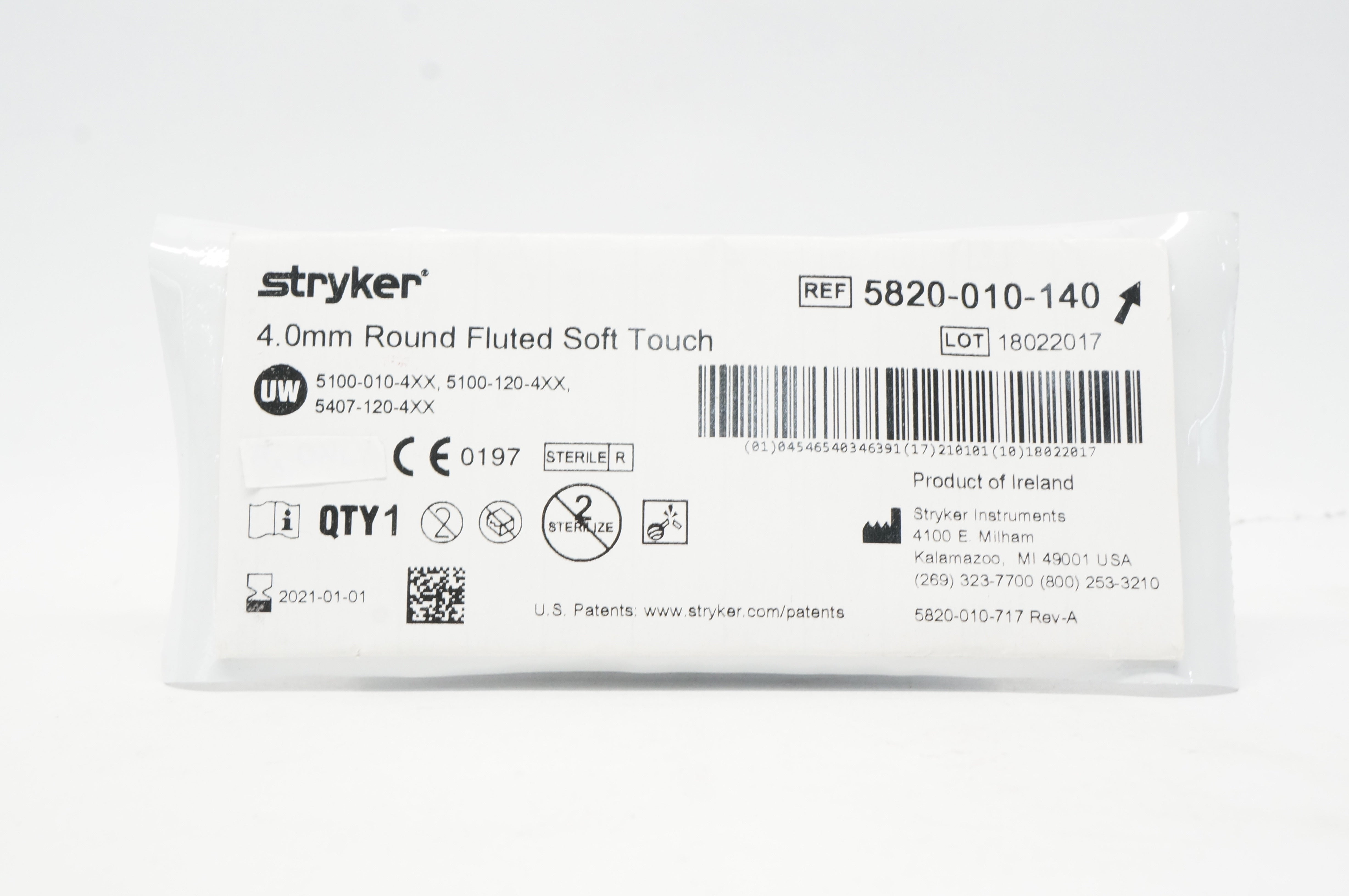 Stryker 5820-010-140 4.0mm Round Fluted Soft Touch (x)