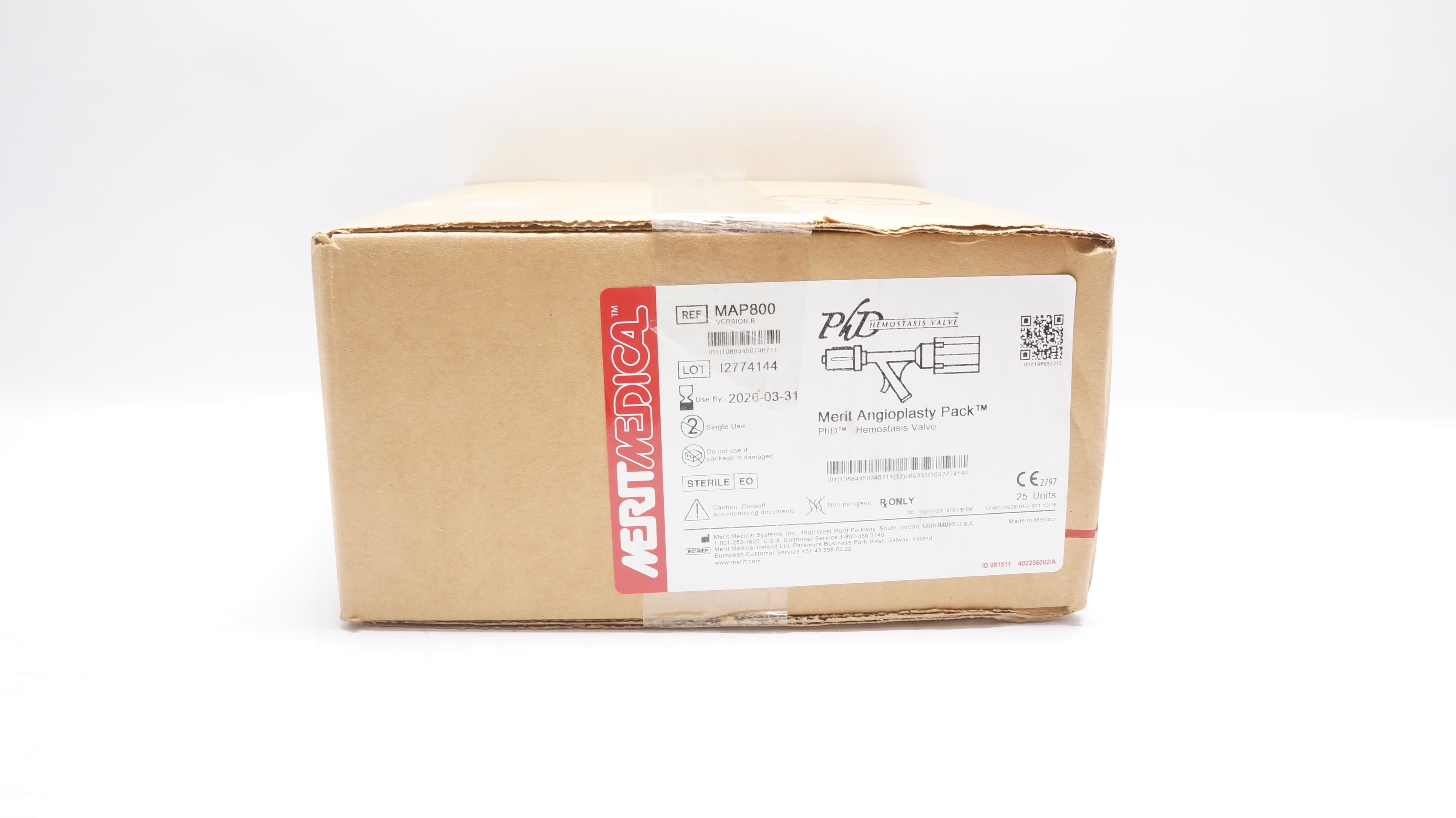 Merit Medical MAP800 Angioplasty Pack PhD Hemostasis Valve - Box of 25