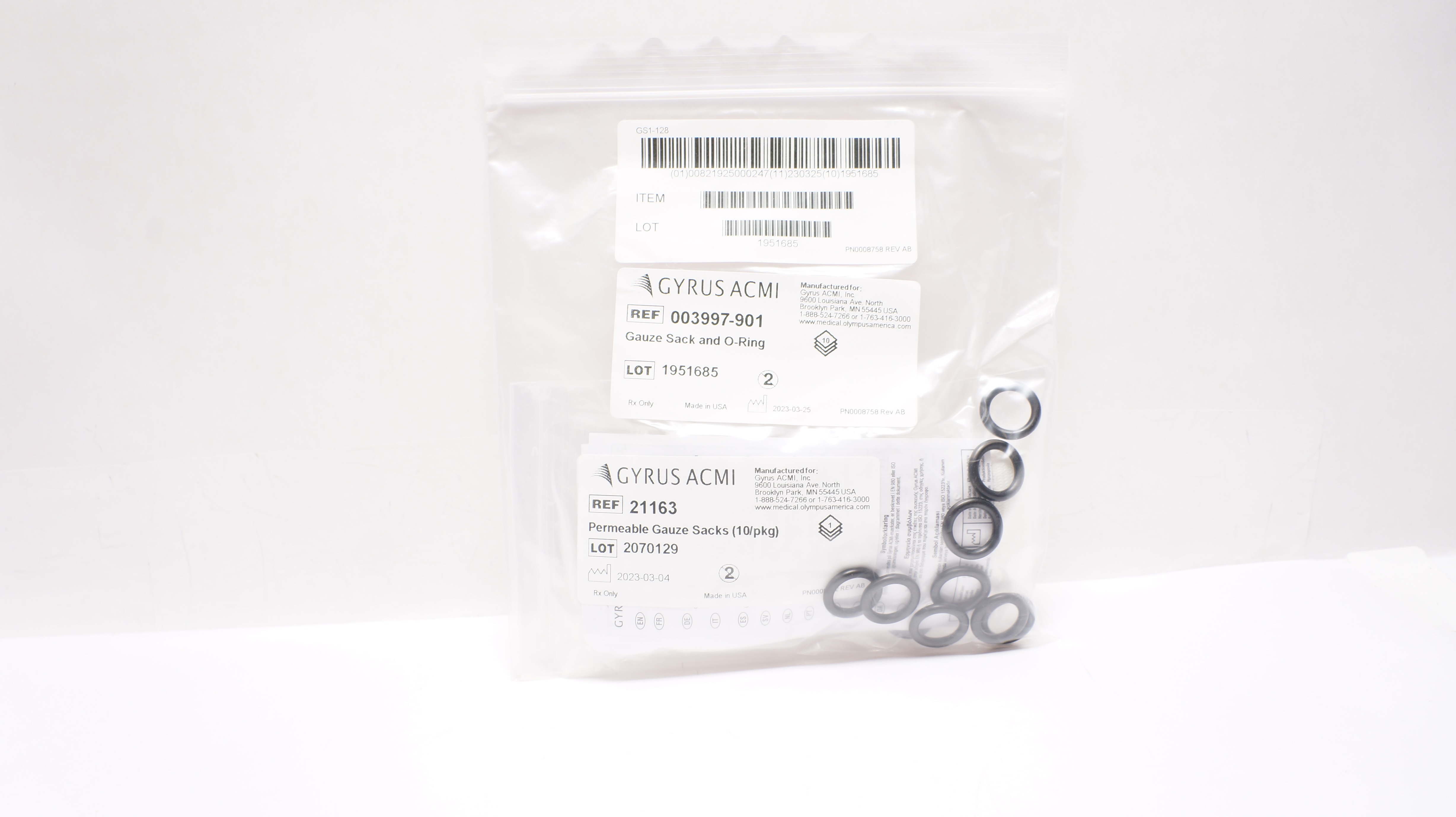 Gyrus ACMI 003997-901/21163 Gauze Sack & O-Ring,Permeable Gauze Sacks-Pack of 10