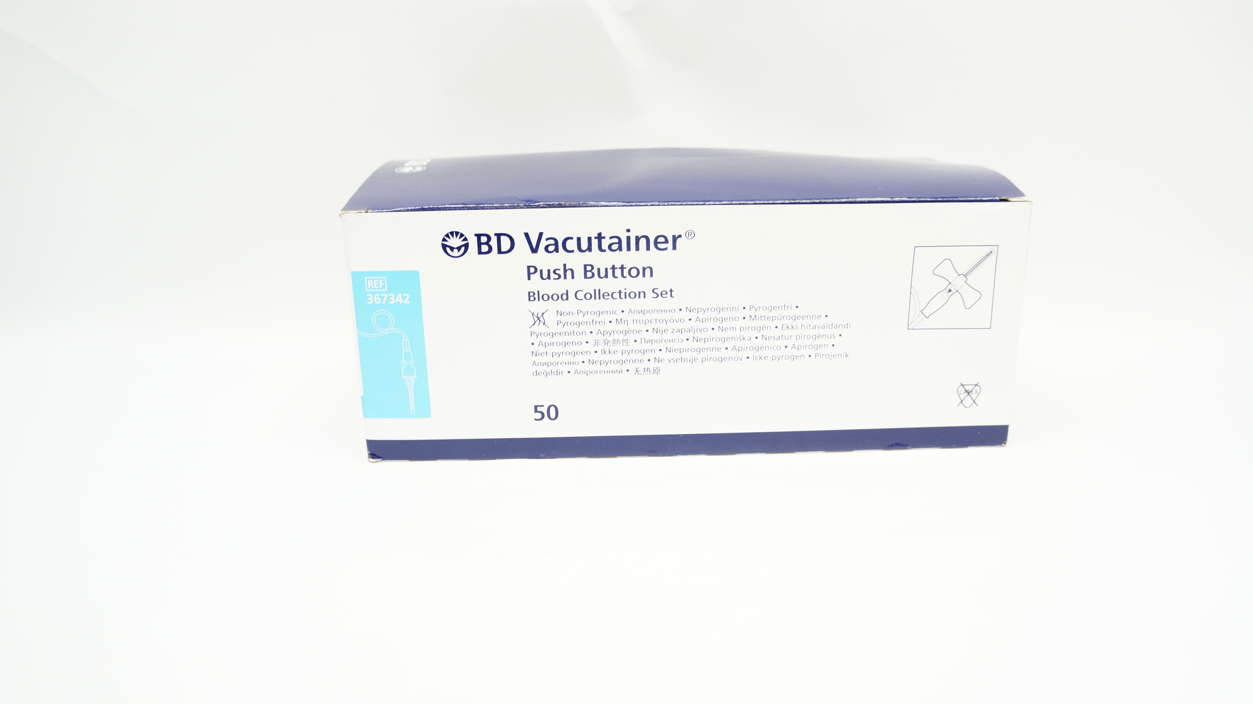BD 367342 Vacutainer Push Button Blood Collection Set 23G x 3/4in x 12in - Box of 50
