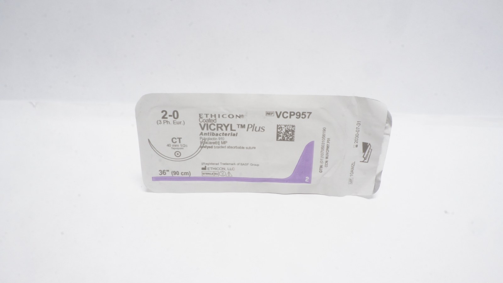 Ethicon VCP957 Coated VICRYL Plus Antibacterial Suture 2-0 36"