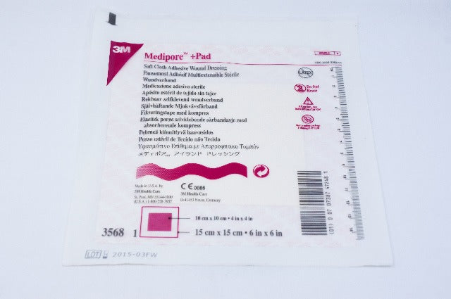 3M 3568 Medipore + Pad Soft Cloth Adhesive Wound Dressing 4inch x 4inch (x)