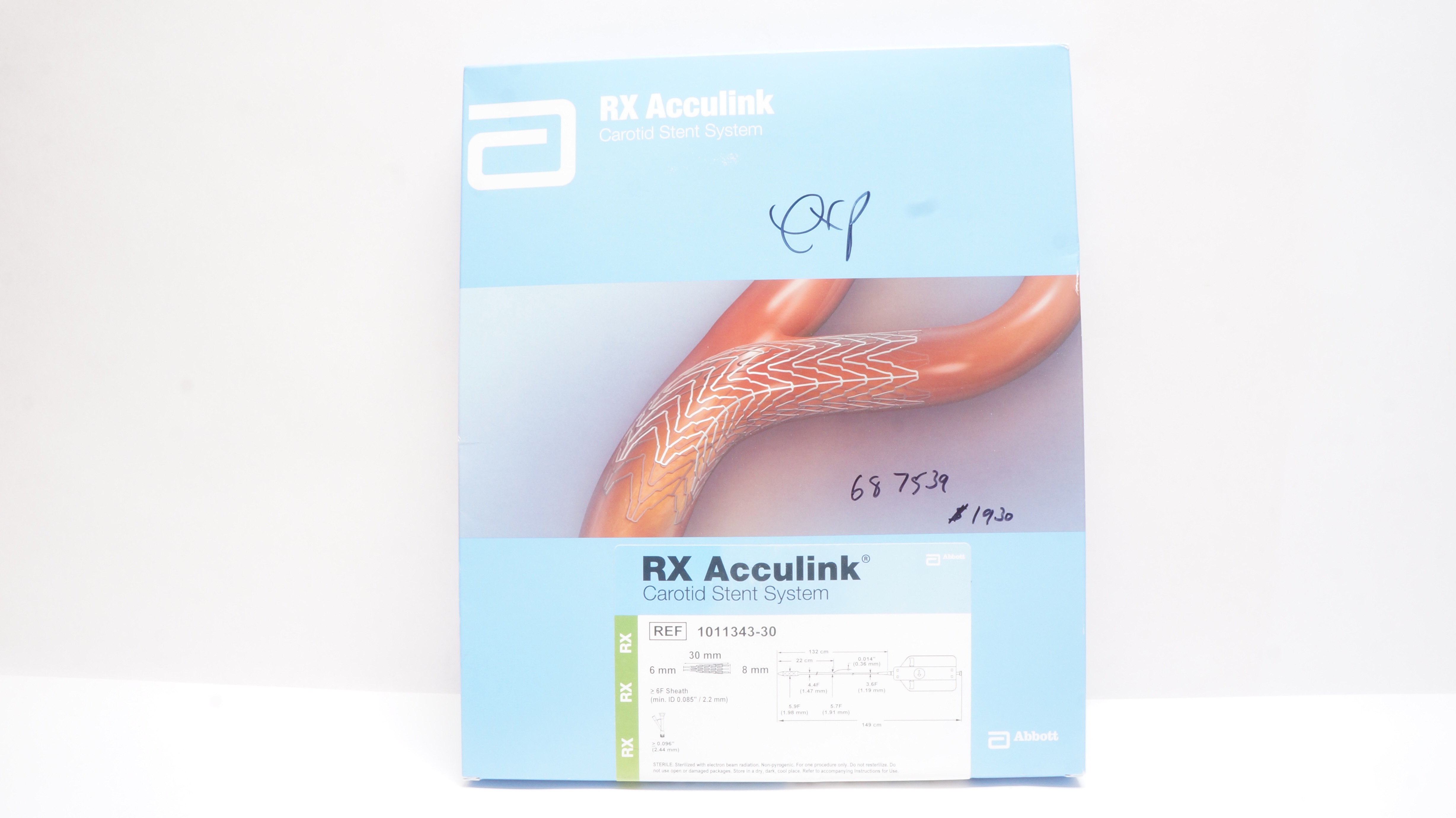 Abbott 1011343-30 RX Acculink Carotid Stnt System 6-8mm x 30mm x 132cm (x)