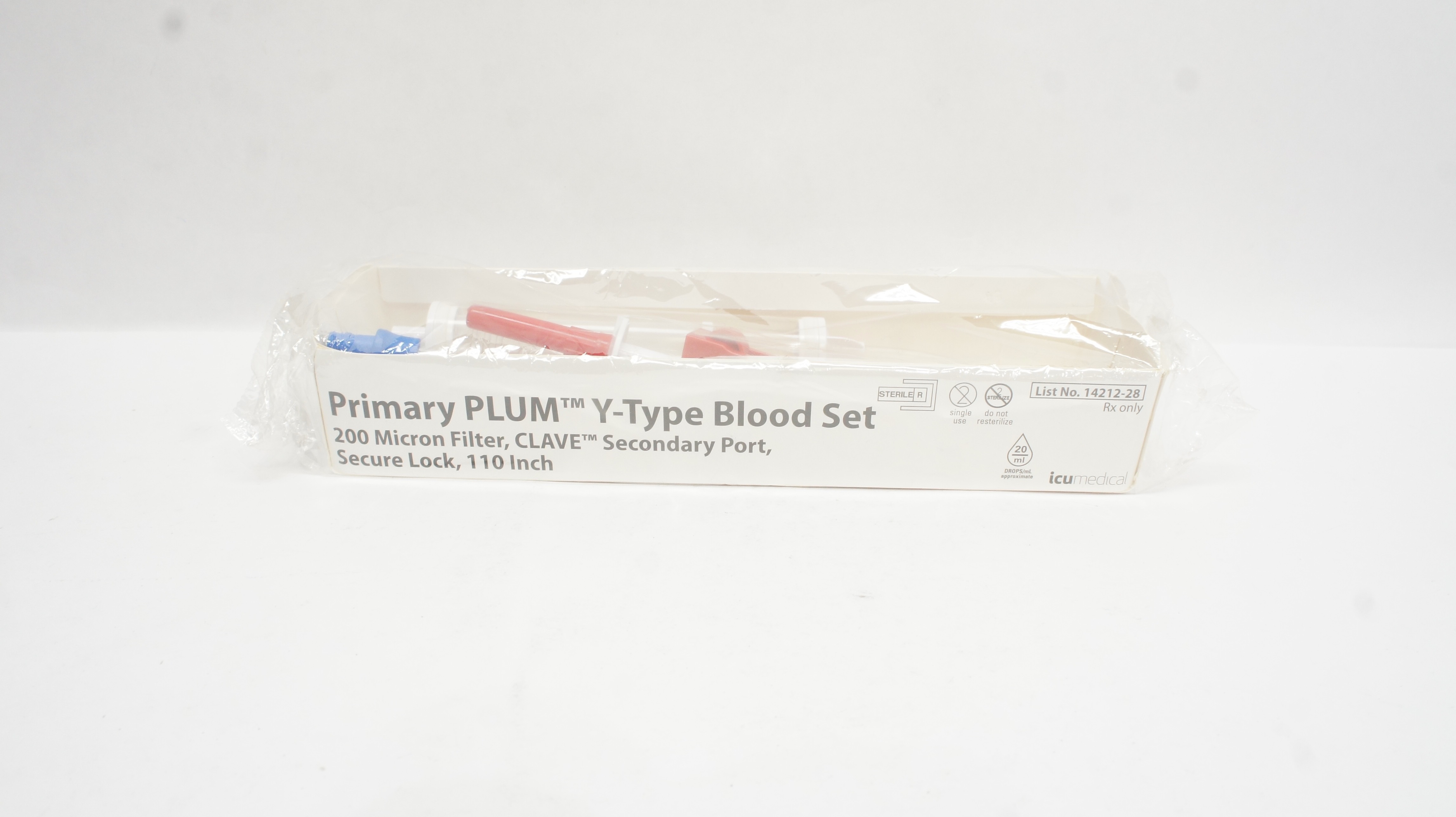 ICU Medical 14212-28 Primary Plum Y-Type Blood Set, 200Micron Filter, 110in (x)