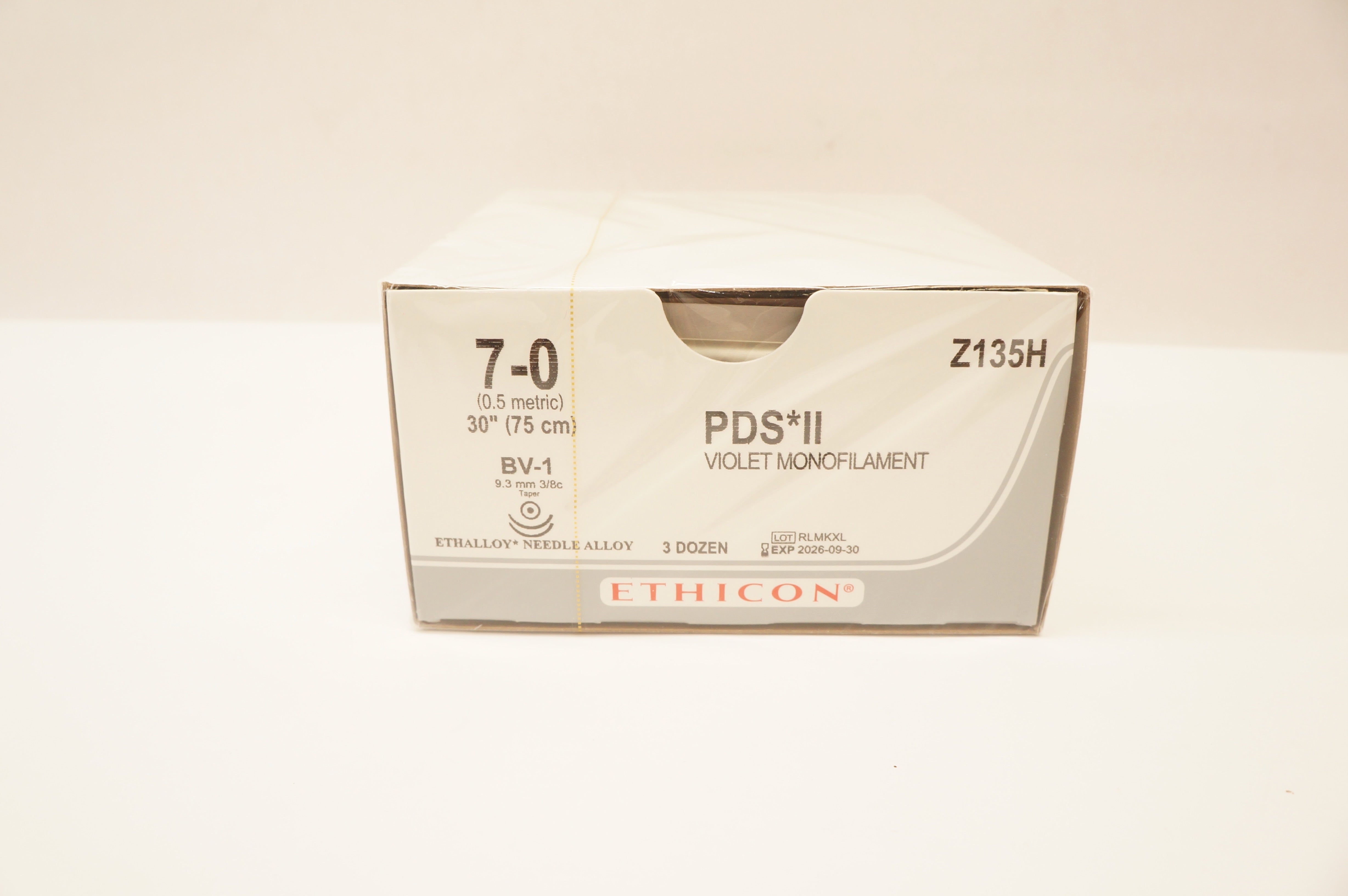 Ethicon Z135H 7-0 PDS II Stre BV-1 9.3mm 3/8c Taper, 30inch - Box of 36