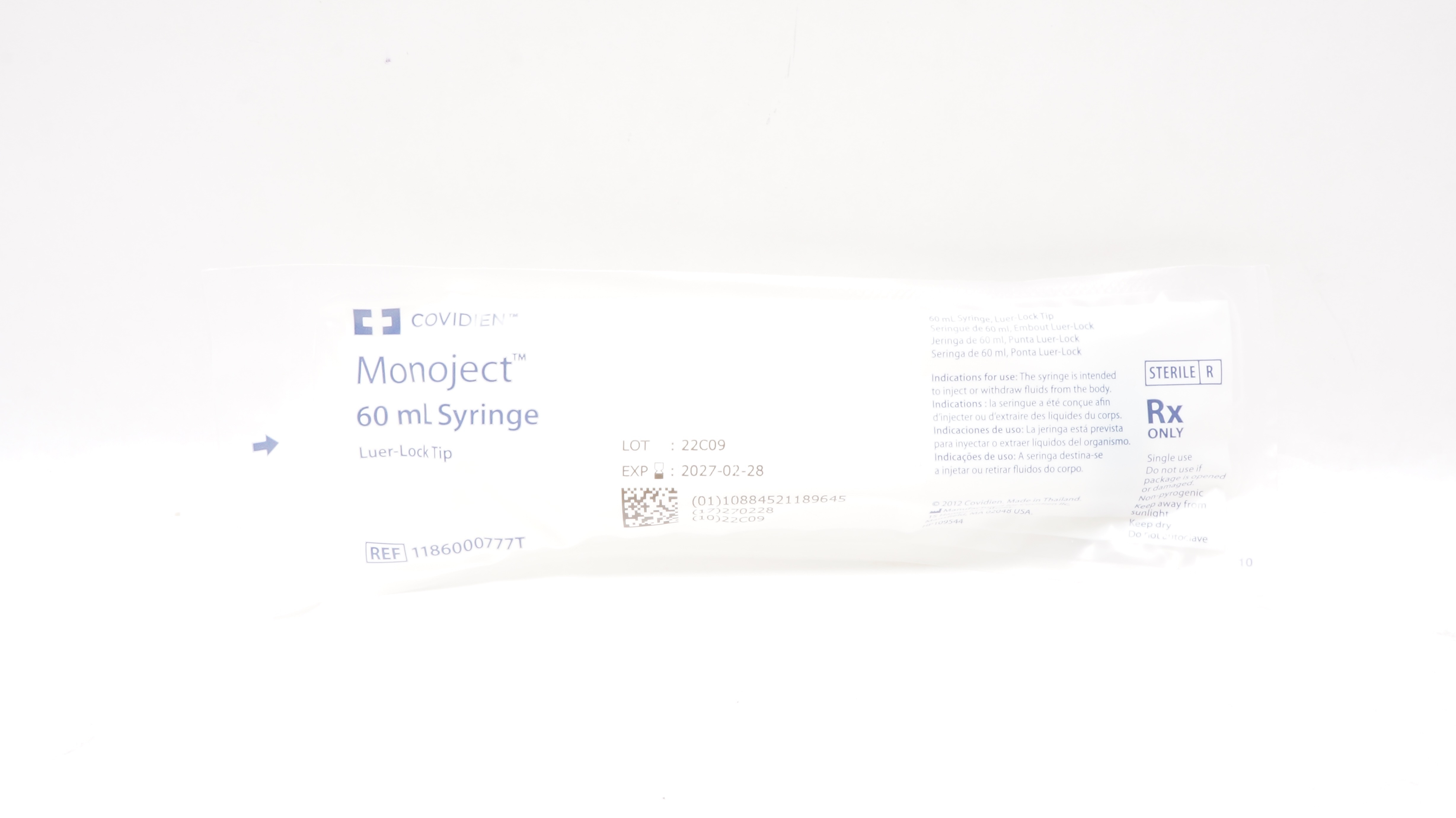 Covidien 1186000777T Monoject 60ml Syringe Luer-Lock Tip