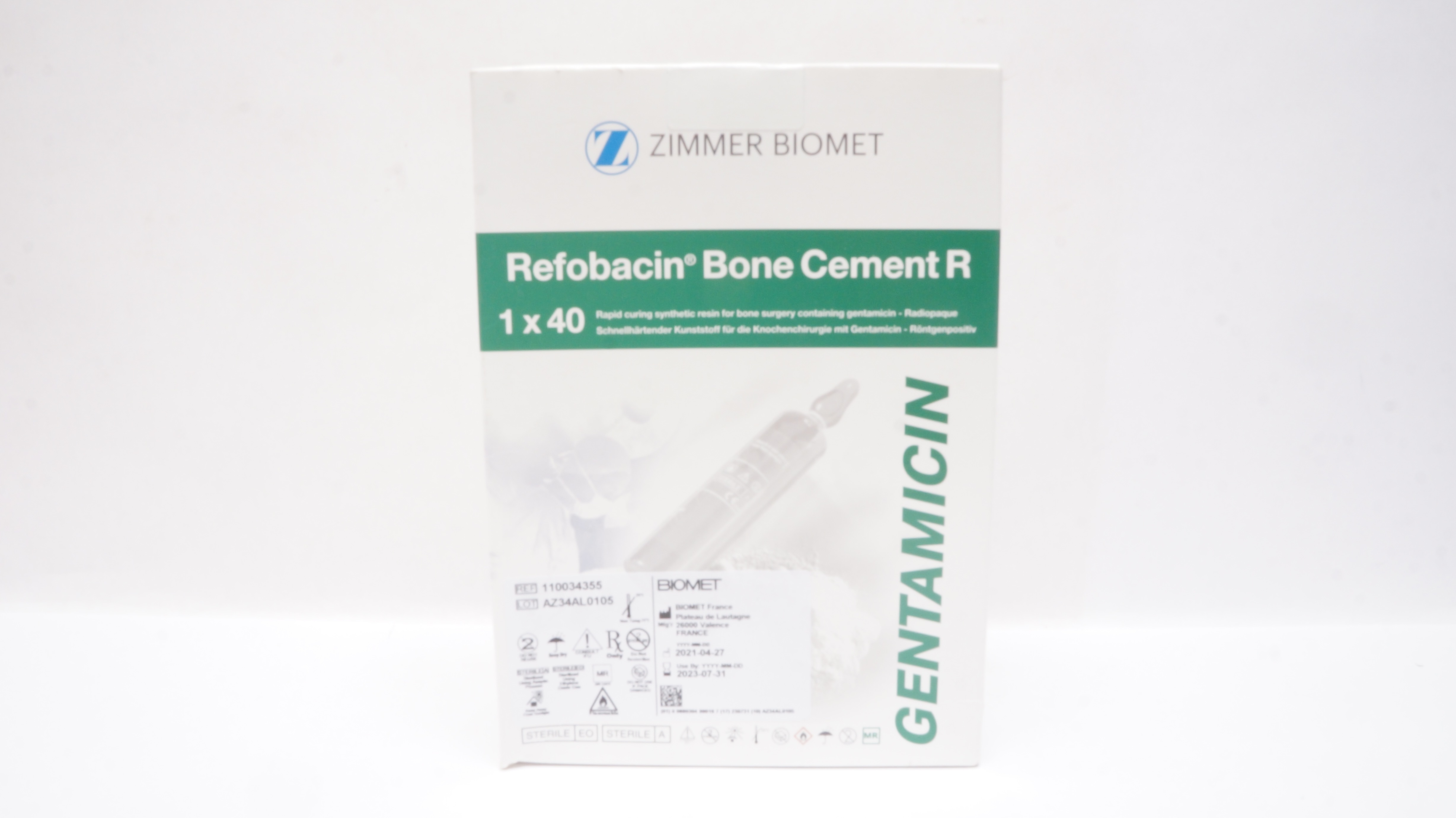 Biomet 110034355 Refobacin Bone CementR 1 x 40