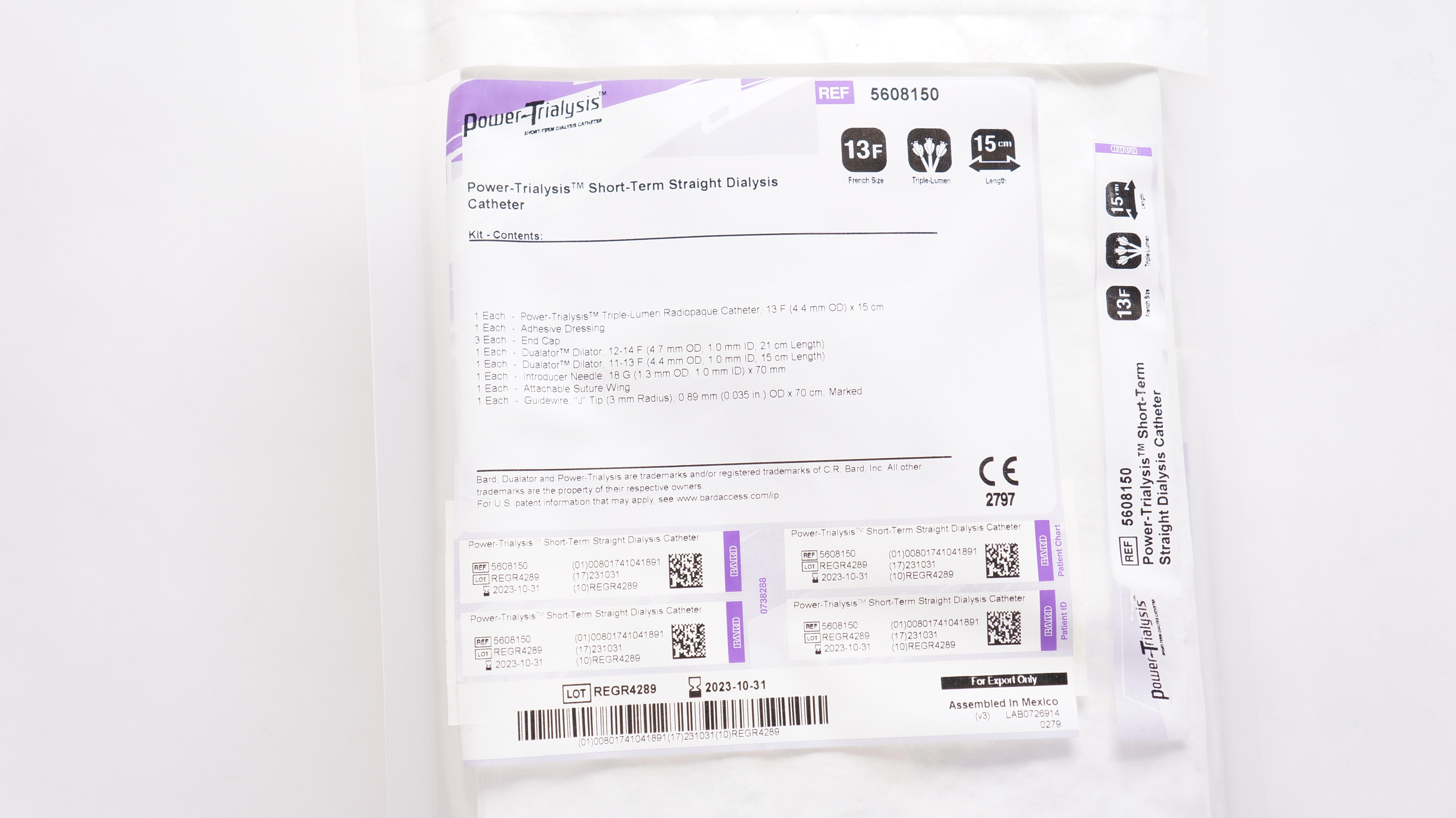 Bard 5608150 Power-Trialysis Short-Term Straight Dialysis Cath. 13F x 15cm (x)