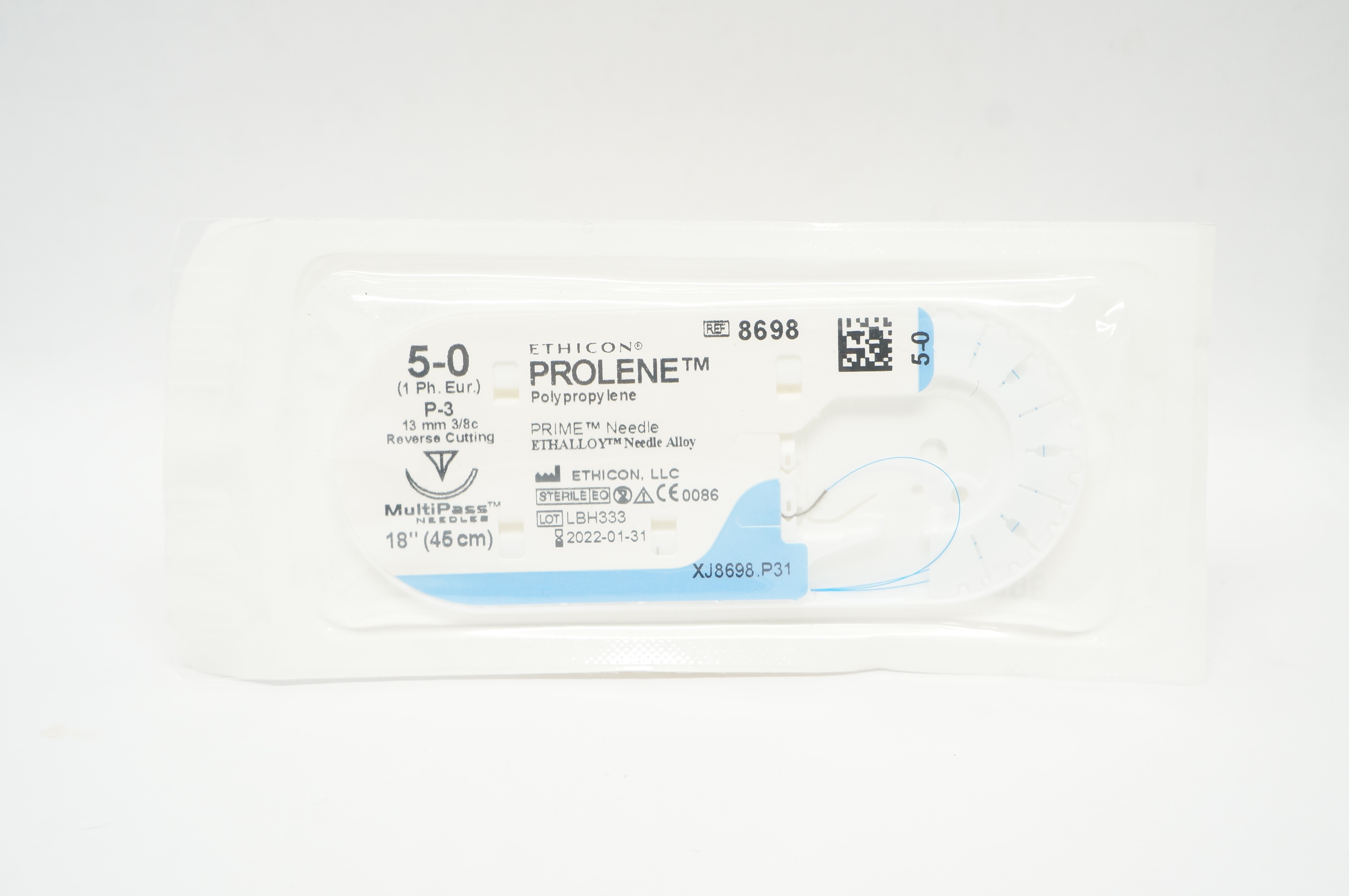 Ethicon 8698 5-0 PROLENE Stre P-3 13mm 3/8c Reverse Cutting 18inch (x)