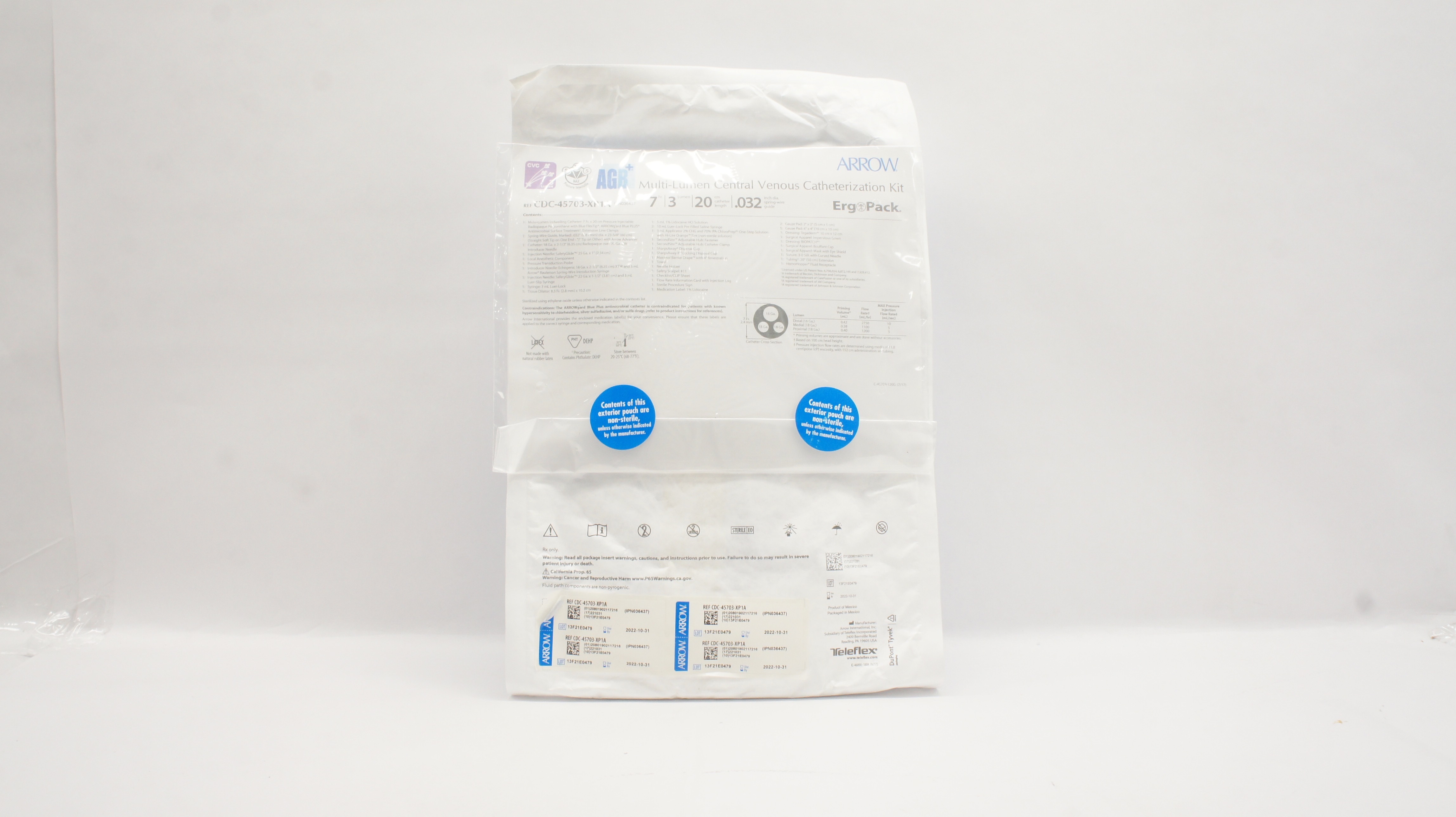 Arrow CDC-45703-XP1A  AGB Multi-Lumen Central Venous Cath. Kit 7Fr. x 20cm (x)