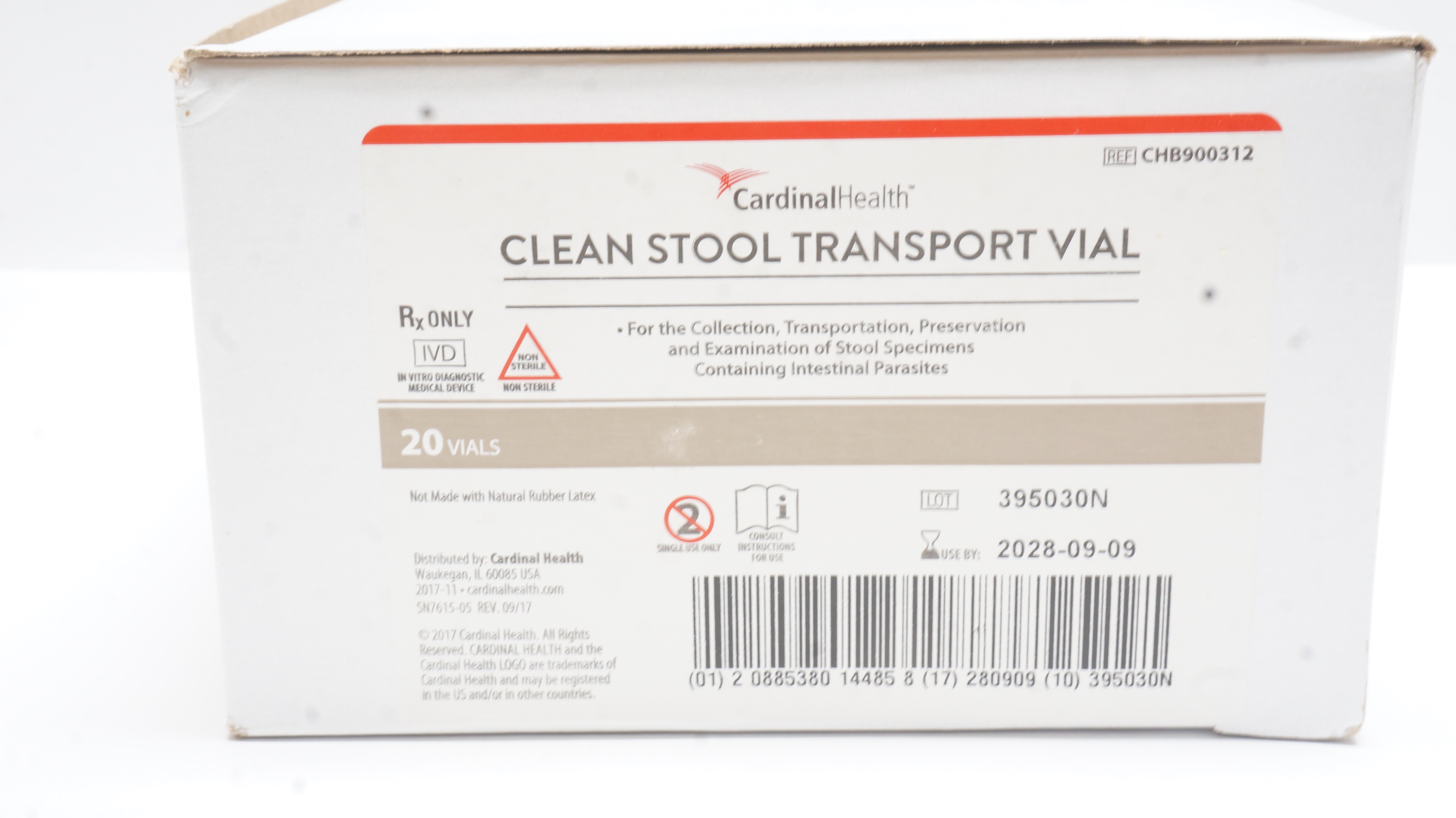 Cardinal Health CHB900312 Clean Stool Transport Vial - Box of 16