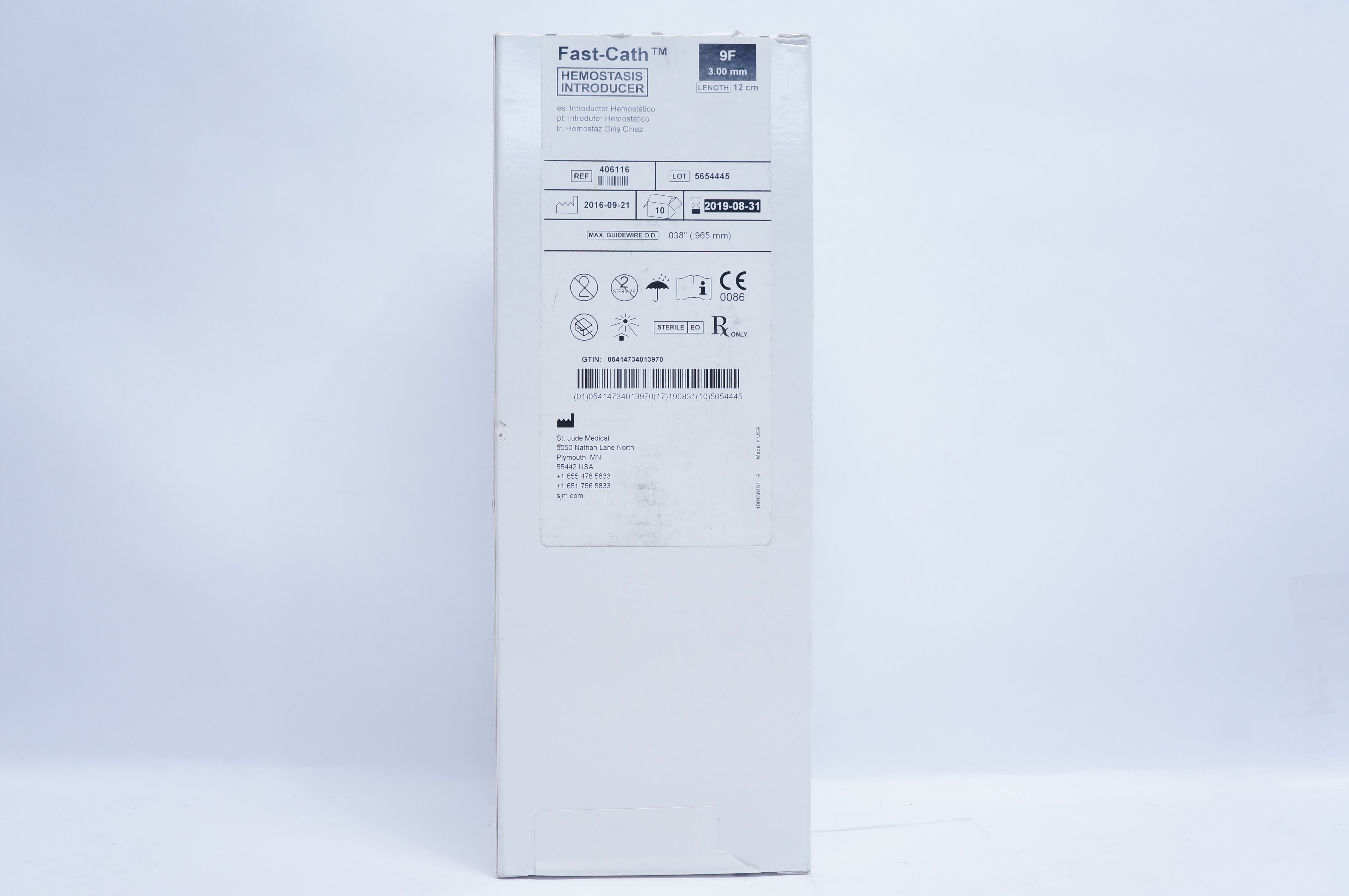 St. Jude Medical 406116 Fast-Cath Hemostasis Introducer 9F x 12cm (x) - Box of 7