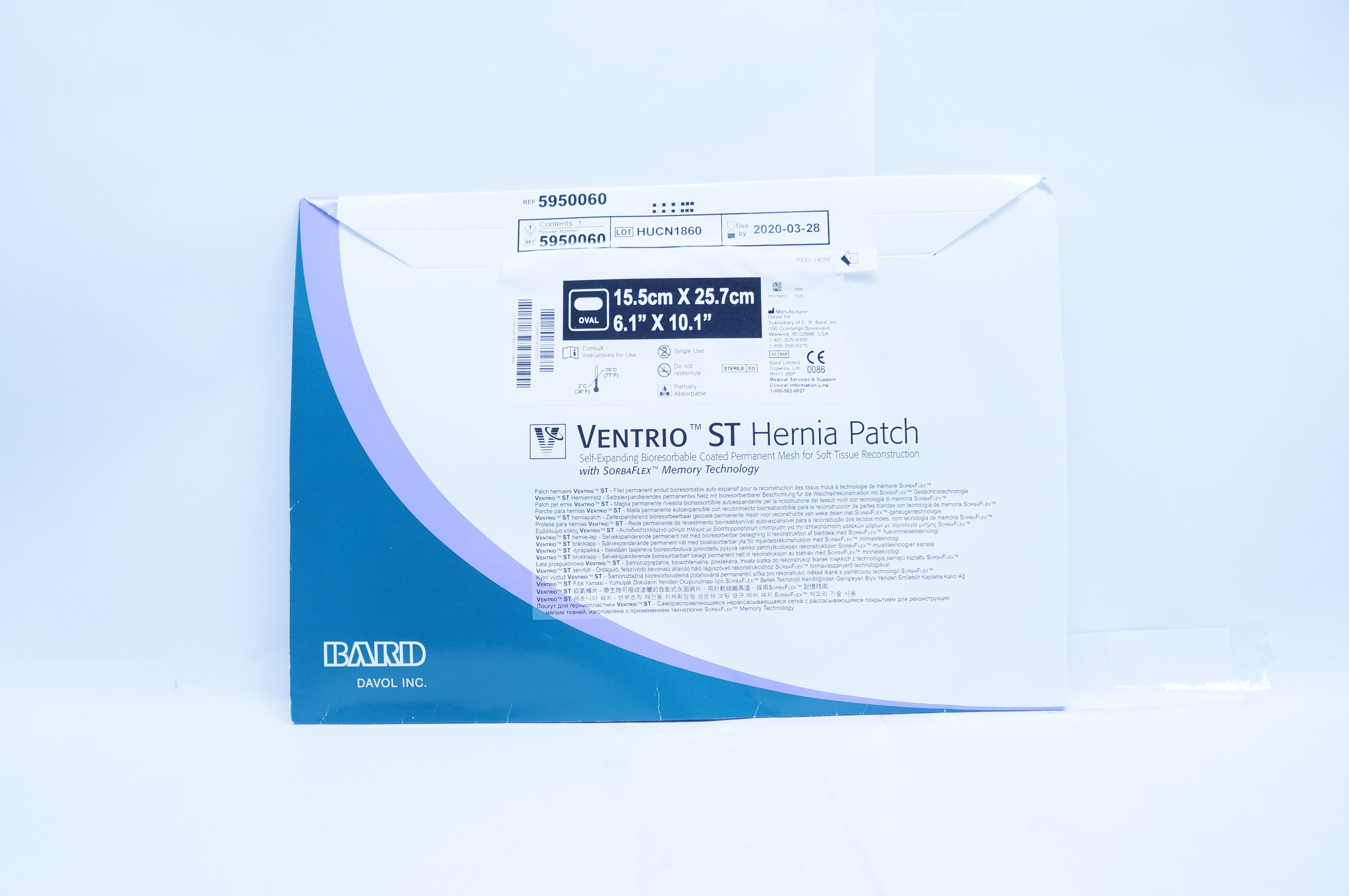 Bard 5950060 Davol Ventrio ST Hernia Patch 6.1 x 10.1inch (x)