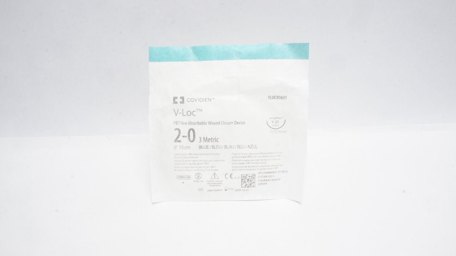 Covidien VLOCN0605 V-Loc 2-0 Blue 6" 15cm PBT Suture