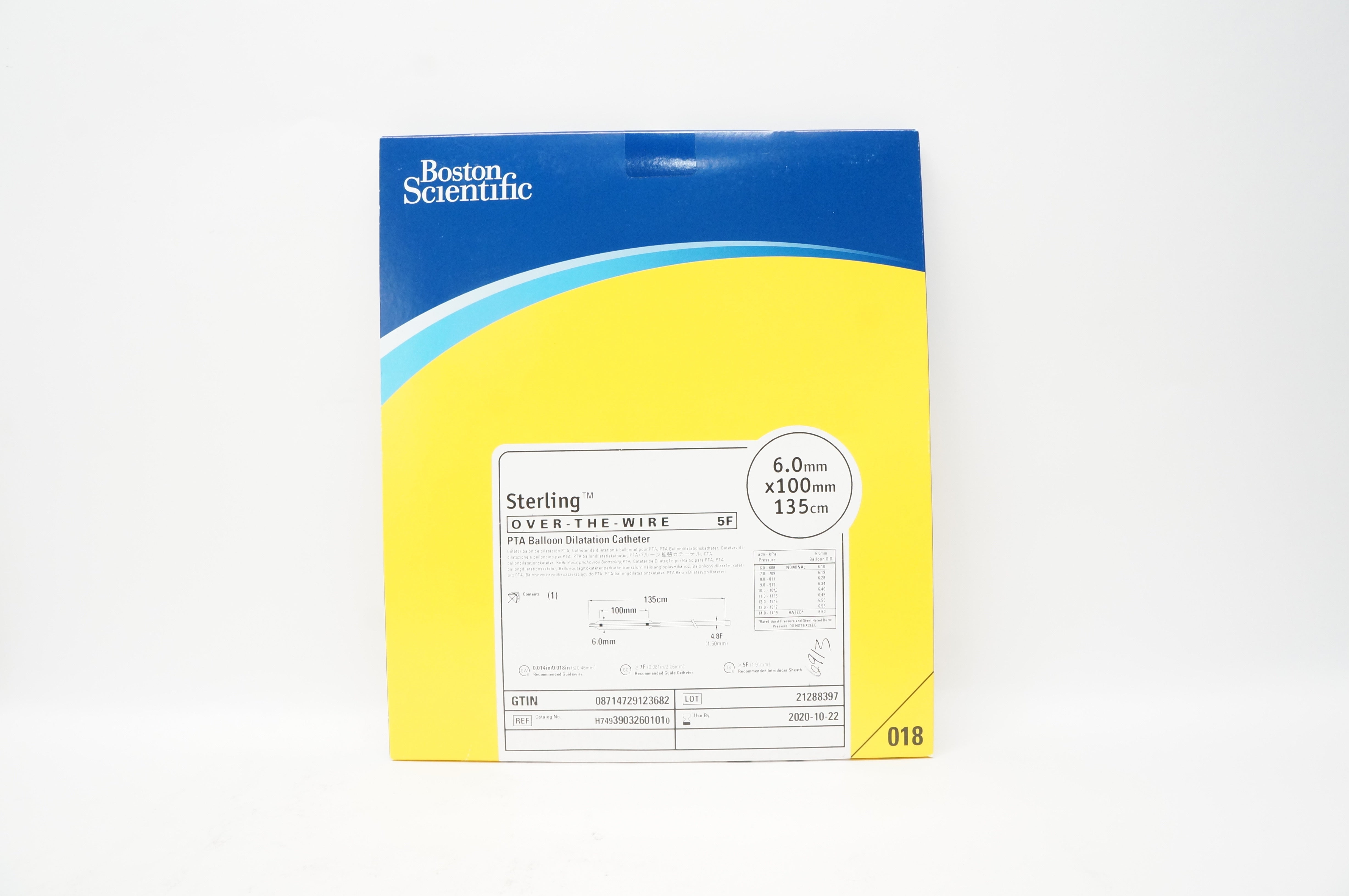 Boston Scientific 3903260101 PTA Balloon Dilatation Catheter 6.0x100mm 135cm (x)