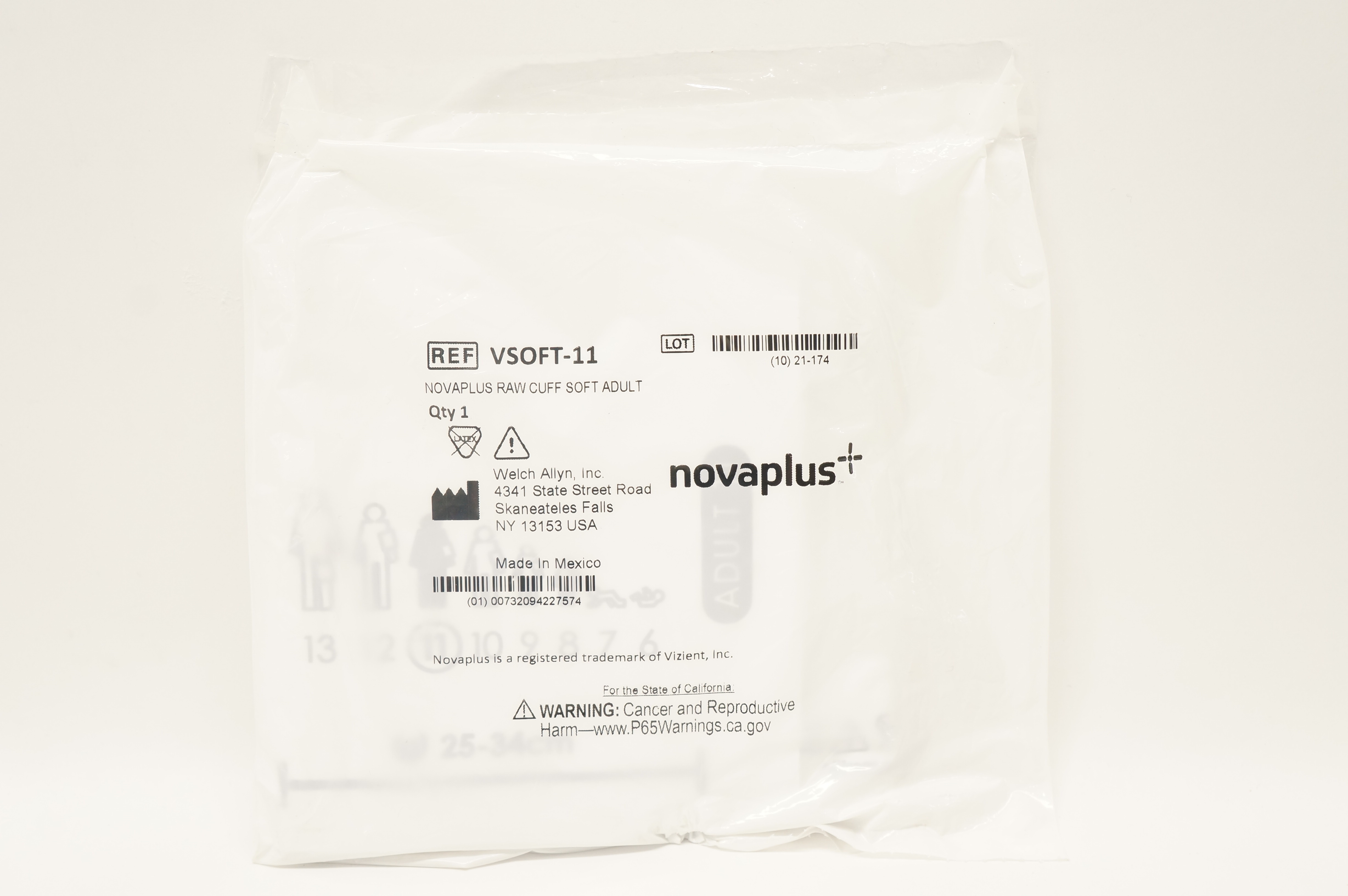 Welch Allyn VSOFT-11 Novaplus FlexiPort Blood Pressure Cuff Soft Adult 11