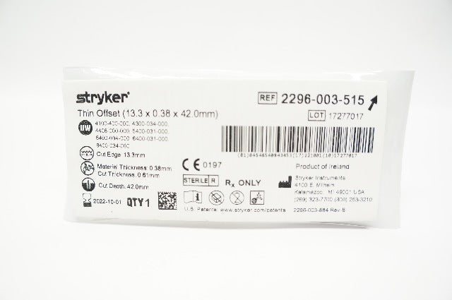 Stryker 2296-003-515 Thin Offset 13.3 x 0.38 x 42.0mm (x)