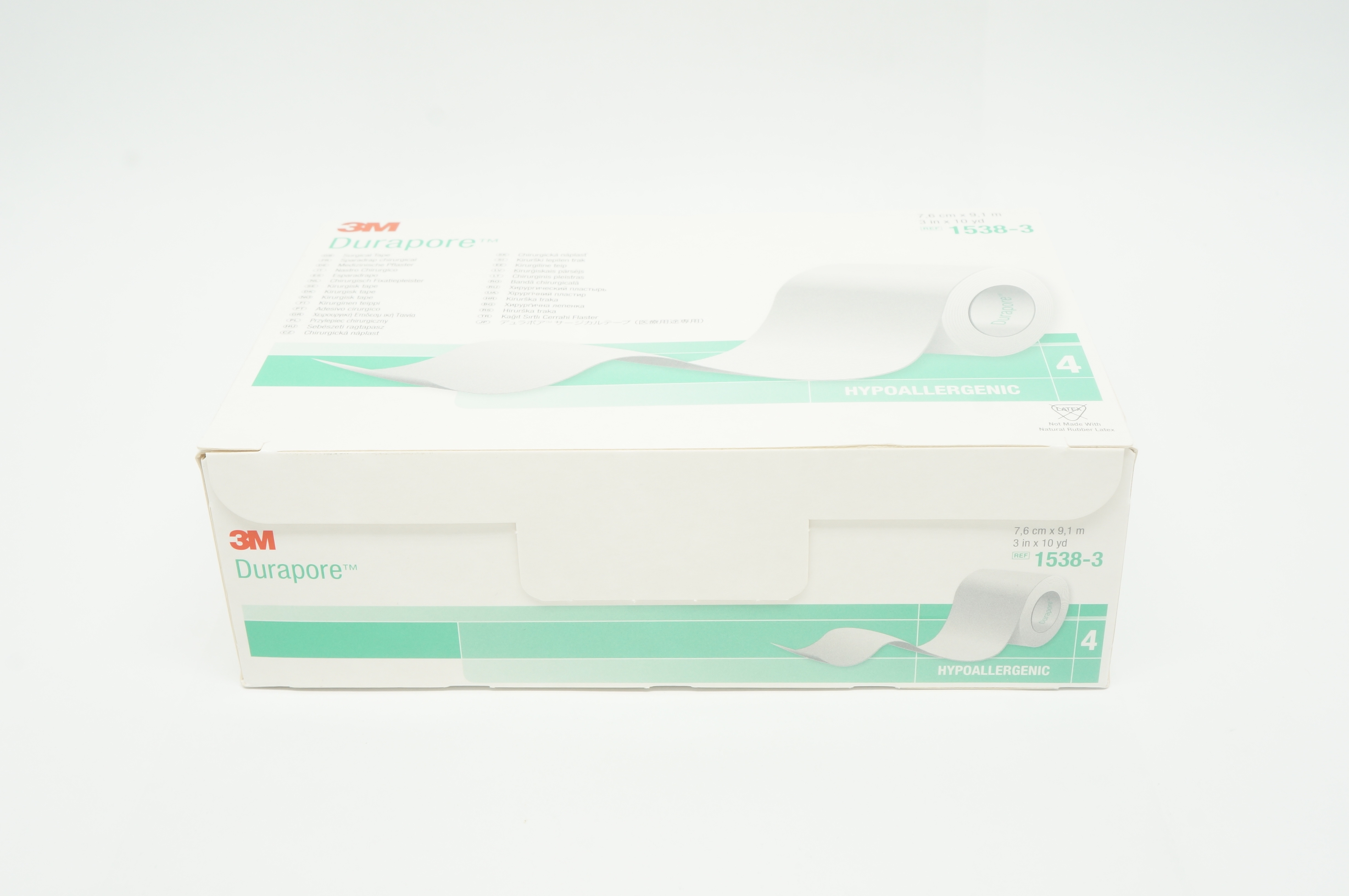 3M 1538-3 Durapore Surgical Tape 3inch x 10yd - Box of 4