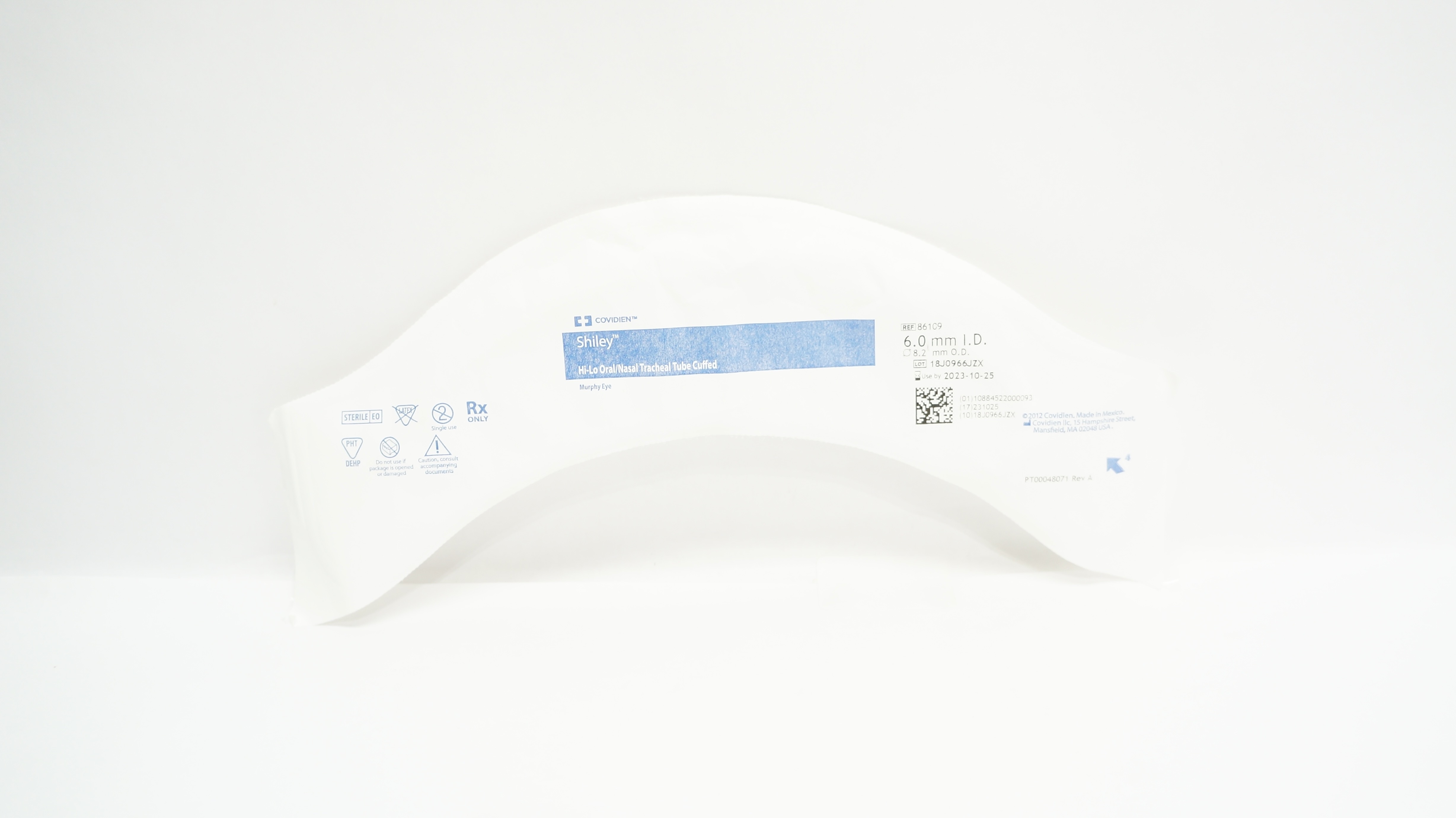 Covidien 86109 Shiley Hi-Lo Oral/Nasal Tracheal Tube Cuffed 6.0ID x 8.2mm OD (x)