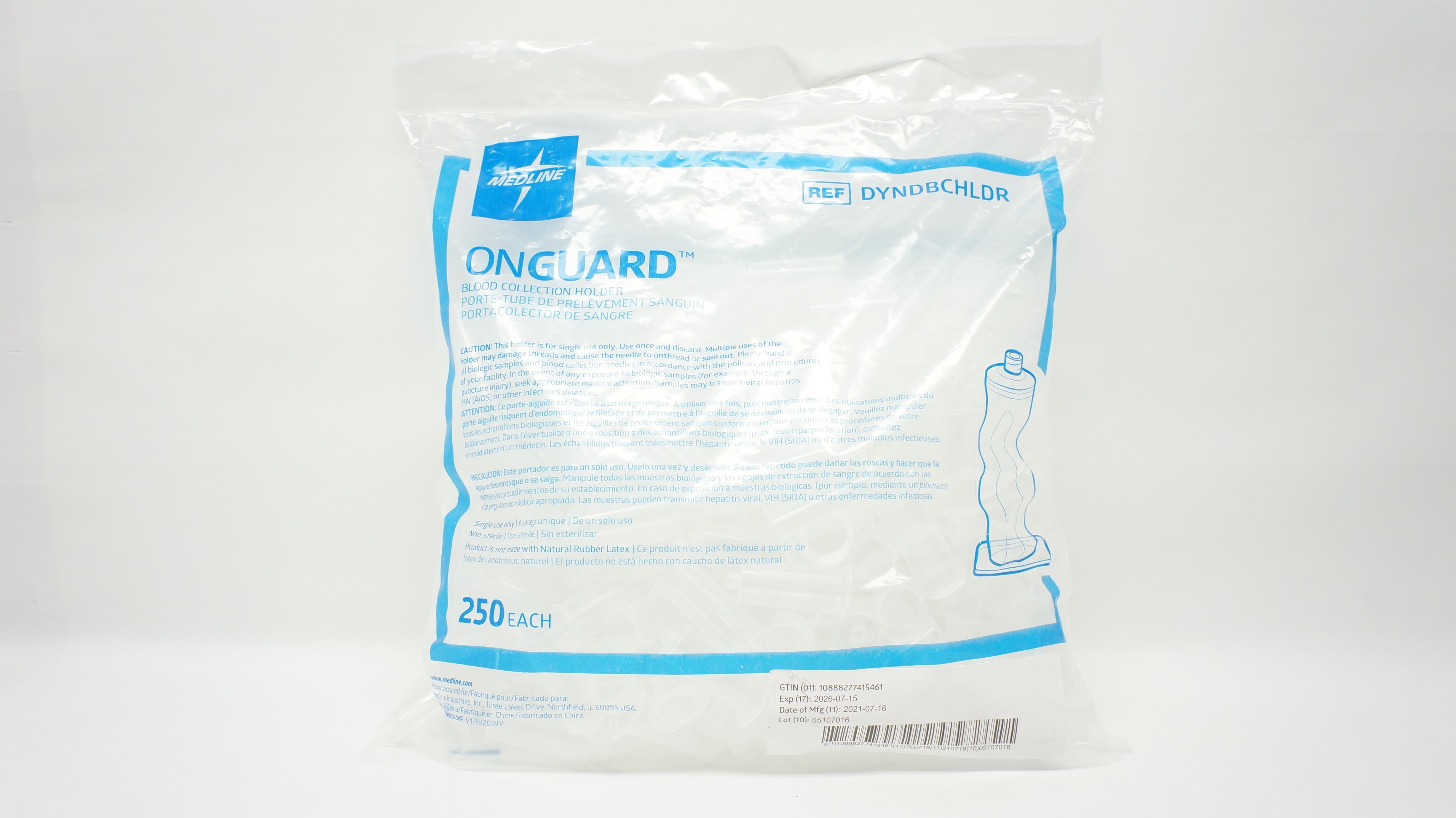 Medline DYNDBCHLDR Onguard Blood Collection Tube Holders - Pack of 250