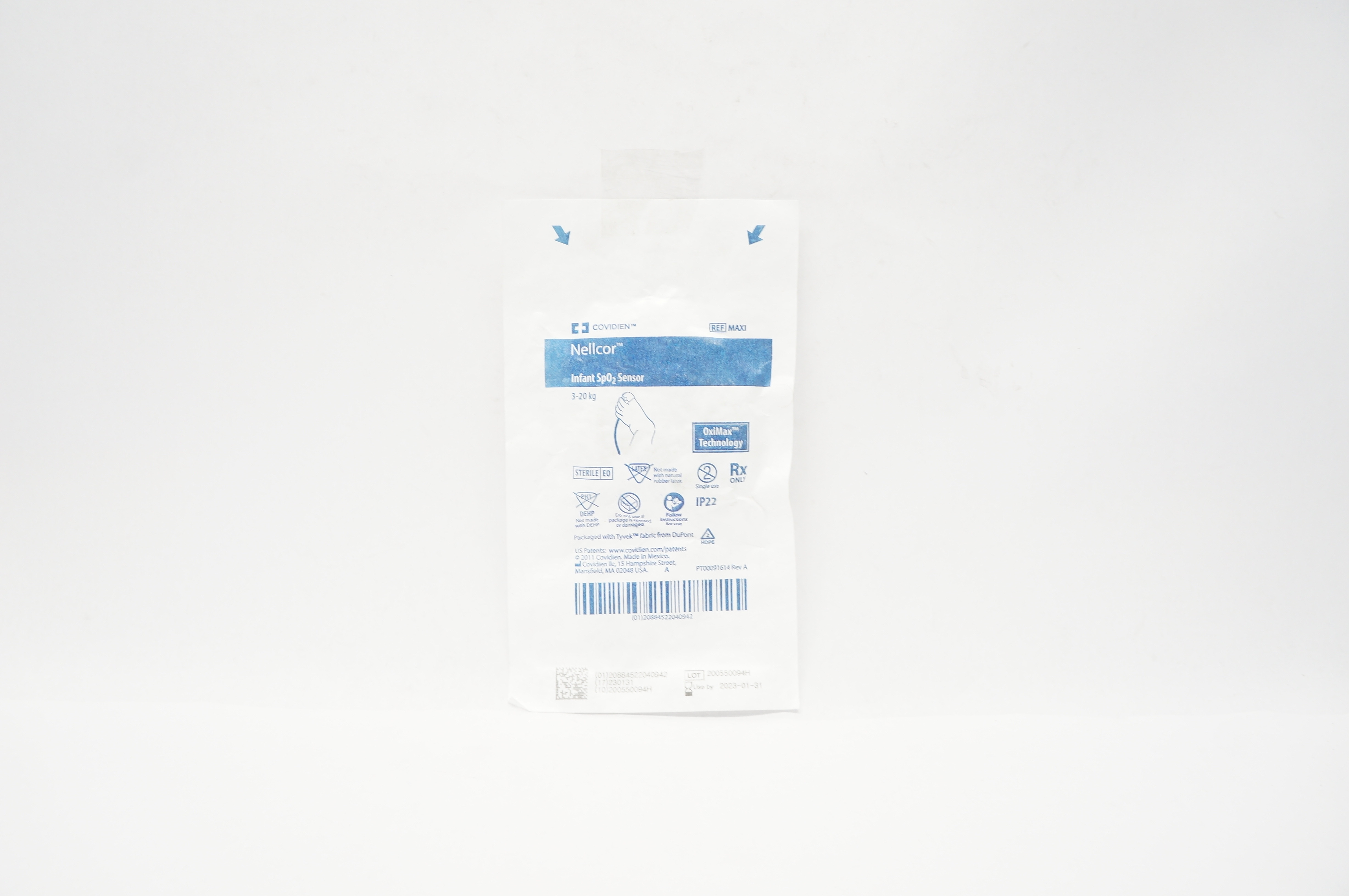 Covidien MAXI Nellcor Infant SpO2 Sensor OxiMax Technology 3-20kg