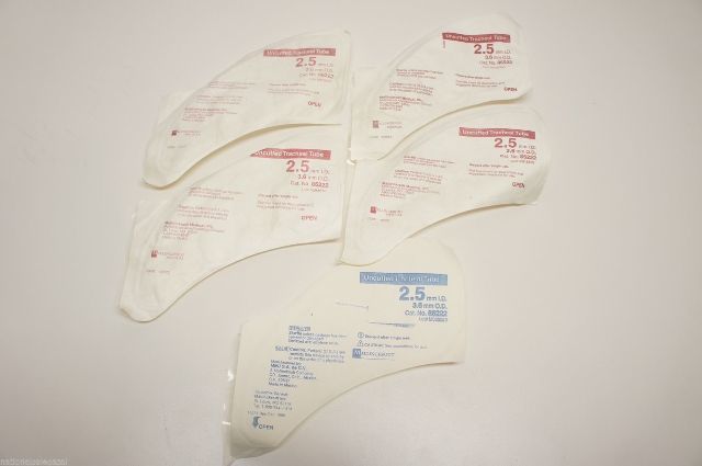 86222 ~ Mallinckrodt Uncuffed Trach Tube 2.5mm ID ~ Lot of 5 