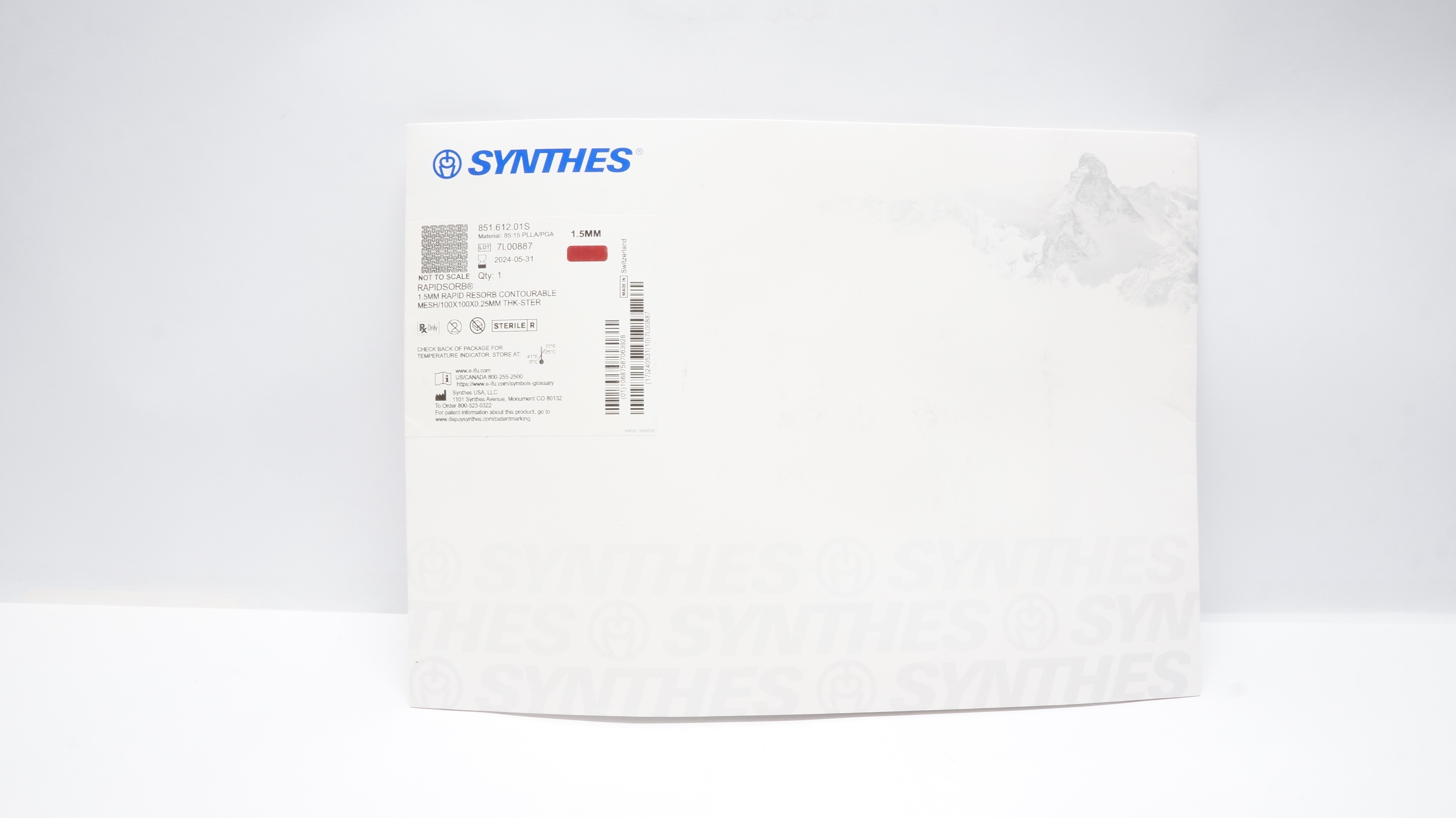 Synthes 851.612.01S Rapidsorb 1.5mm Contourable Mesh/ 100 x 100 x 0.25mm (x)