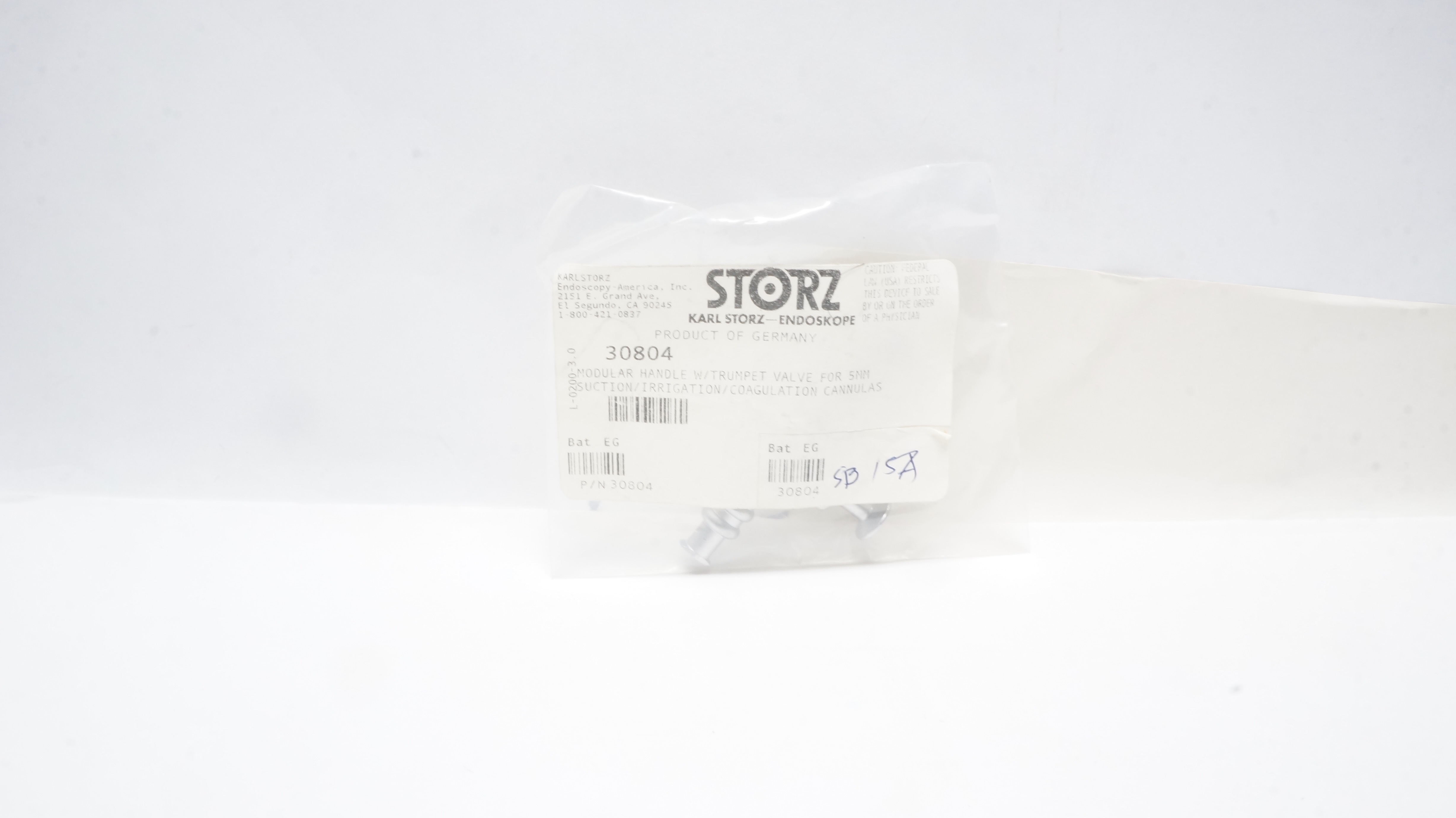 KARL STORZ 30804 Modular Handle w/Trumpet Vallve For 5mm  Cannulas