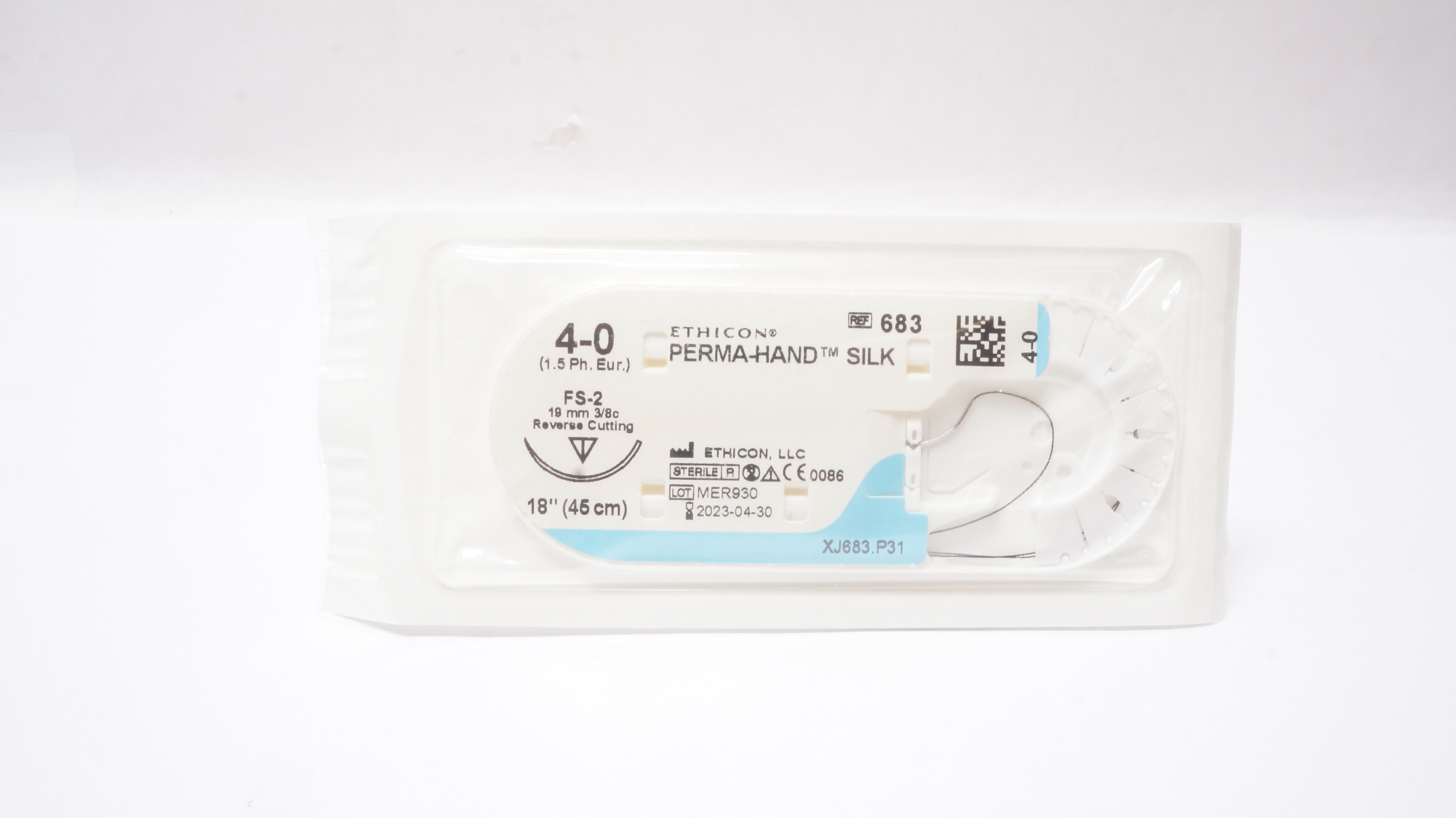 Ethicon 683 4-0 Perma-Hand Silk Stre FS-2 19mm 3/8c Reverse Cutting 18inch (x)
