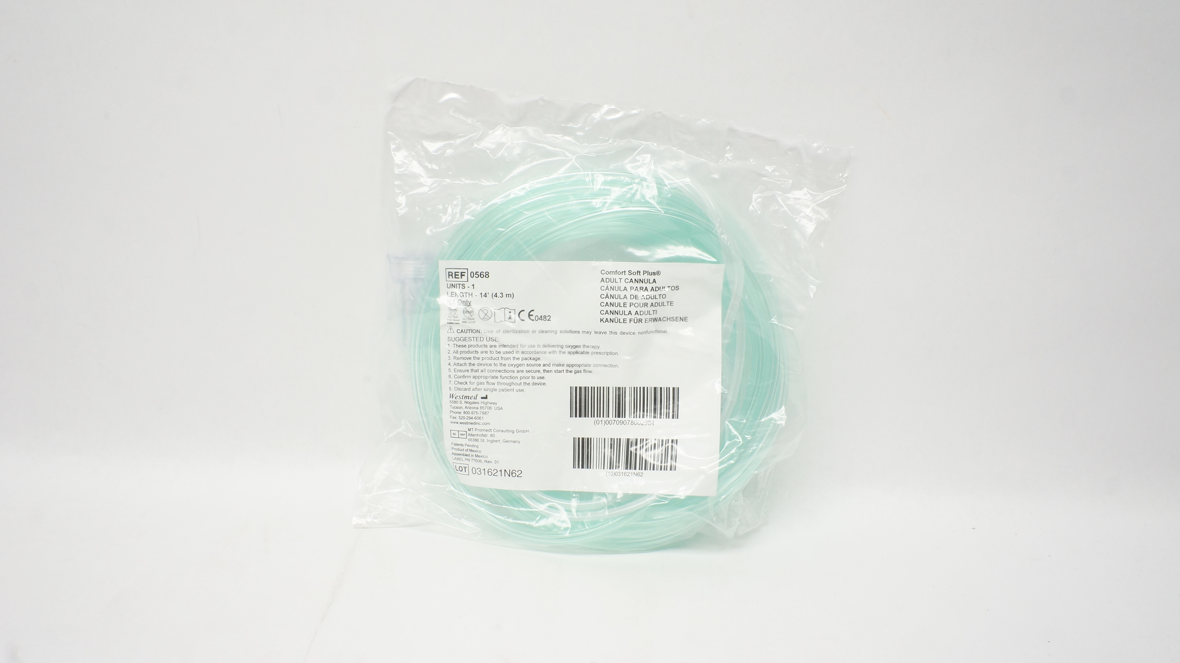 Westmed 0568 Comfort Soft Plus Adult Cannulla 14 ft.